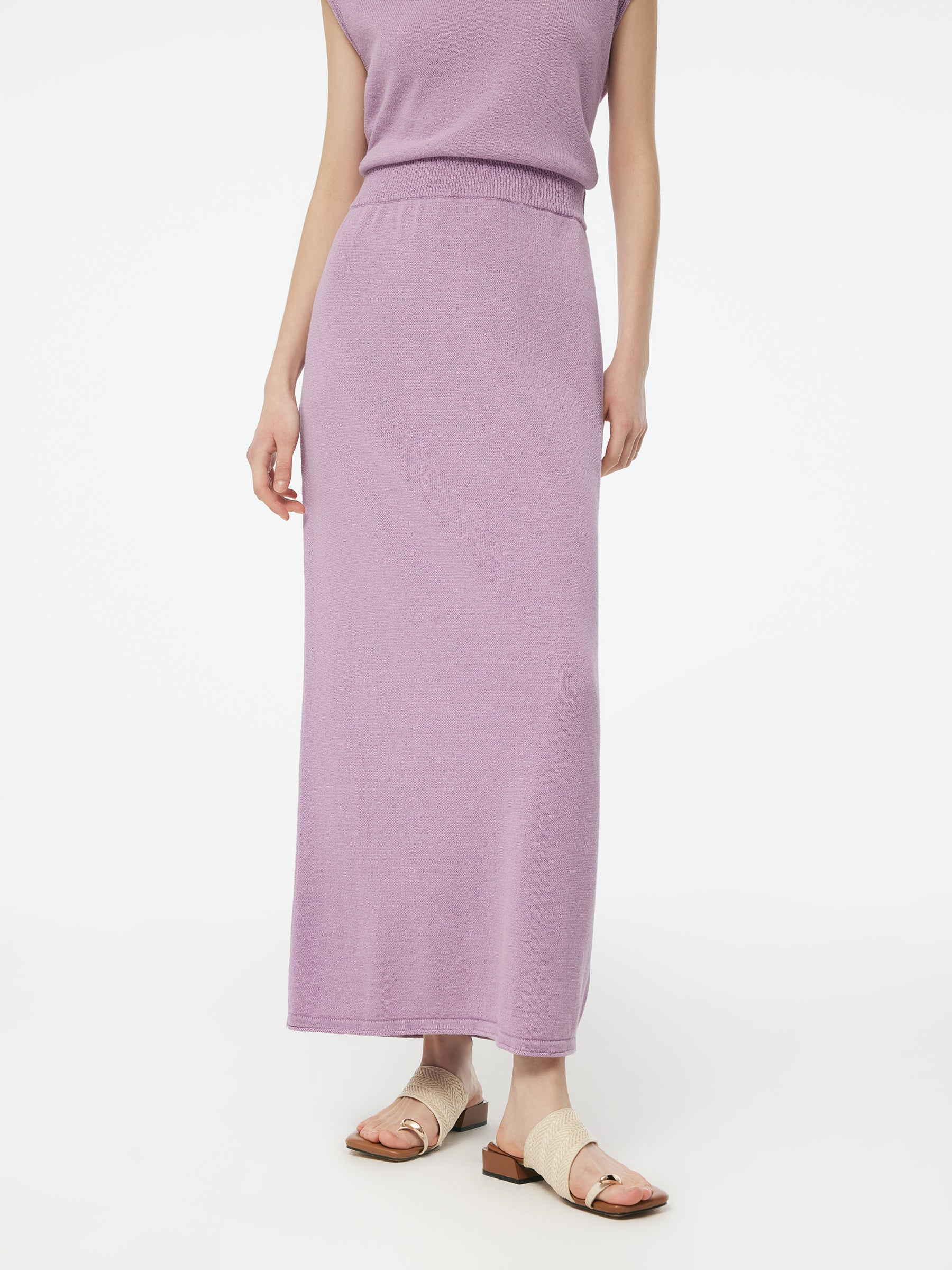 Linen Cotton Blend Women Knit Skirt