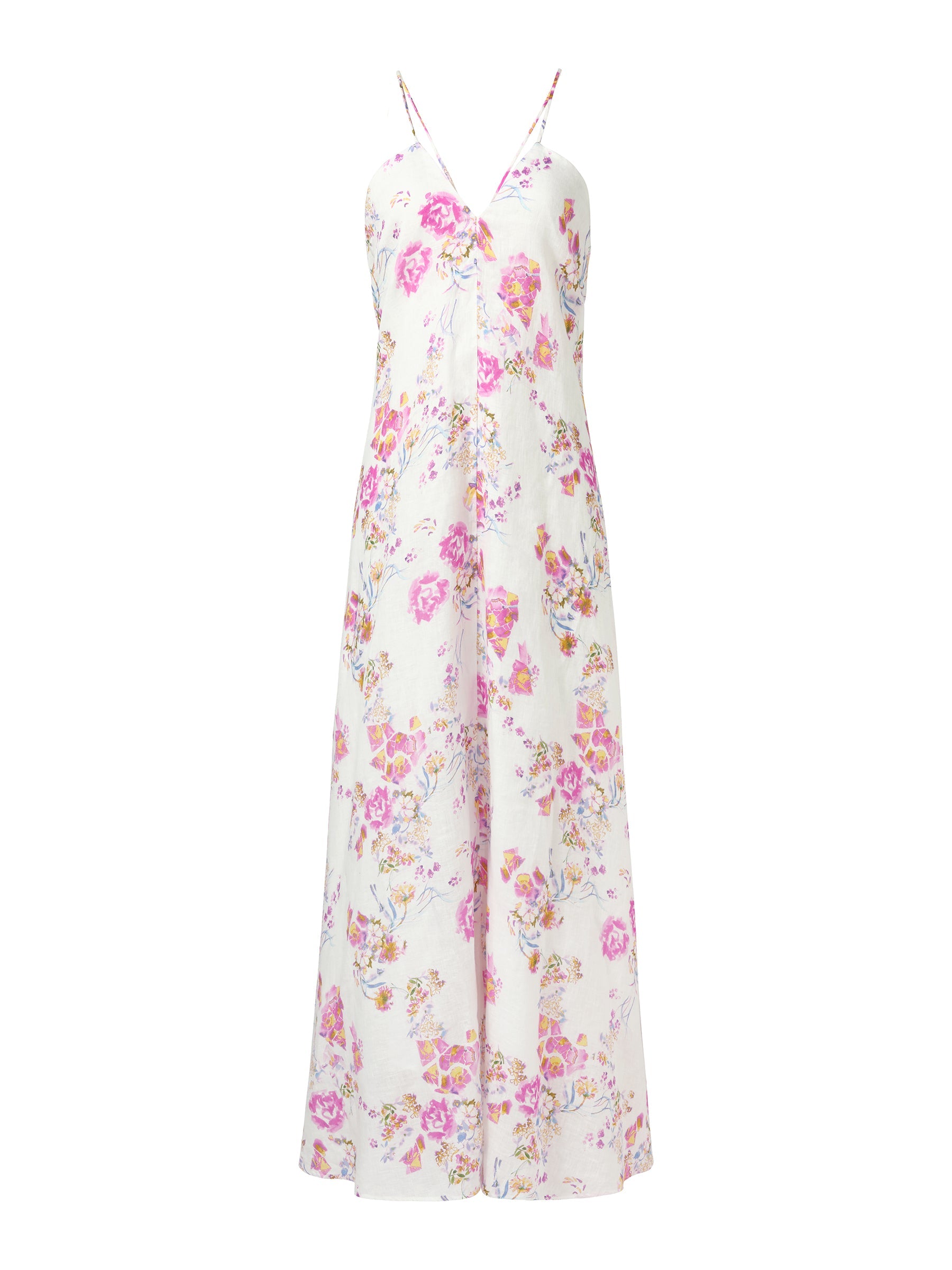 Valmere™ | 100% Linen Rose Print Maxi Dress