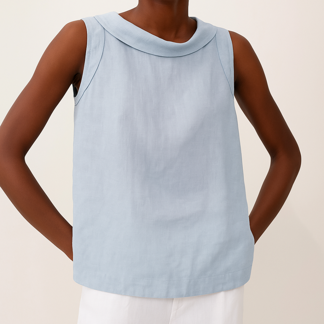 Valmere™ | Maria Sleeveless Roll Collar Top