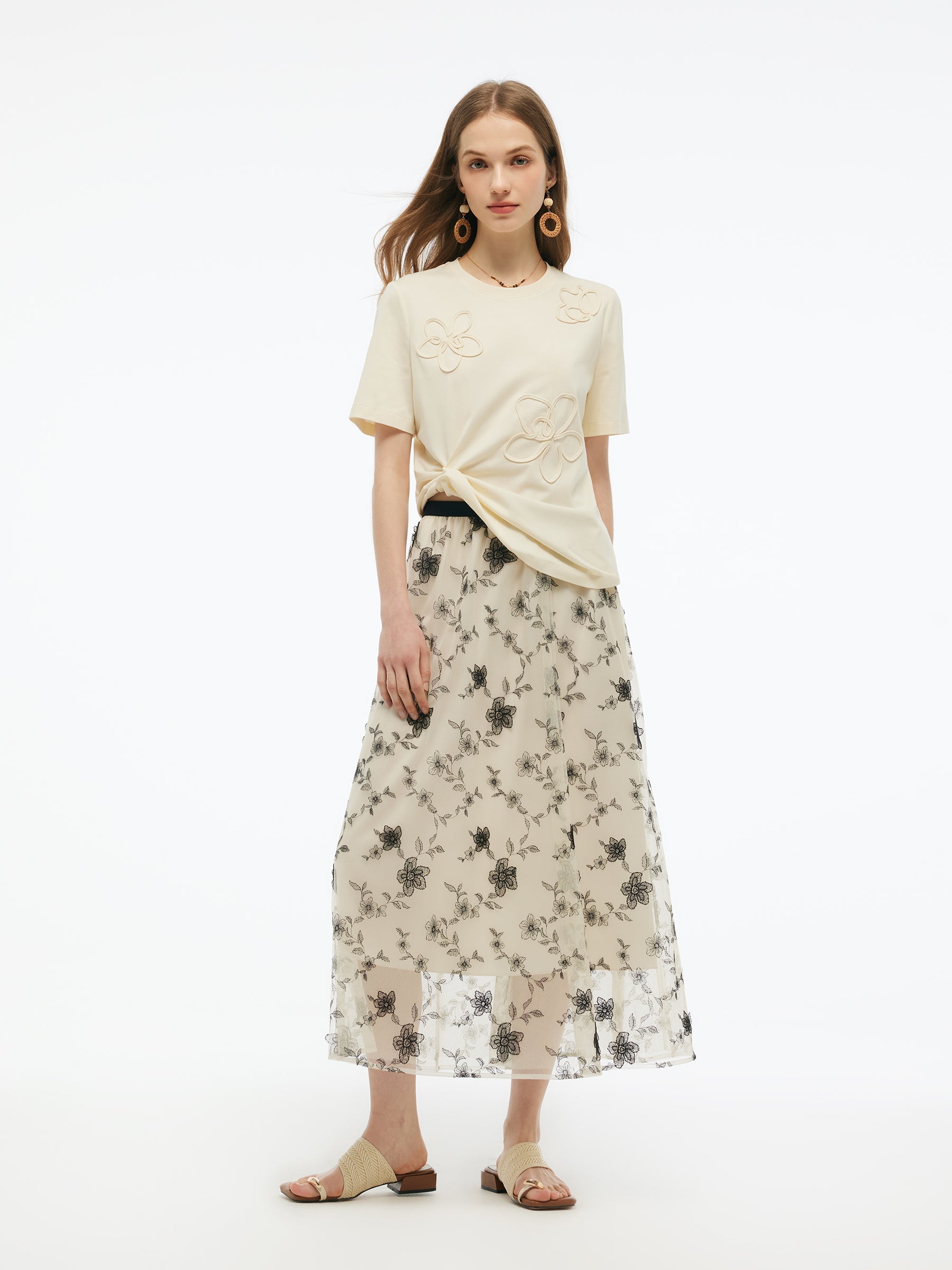 Valmere™ | Floral Embellished Knit T-Shirt