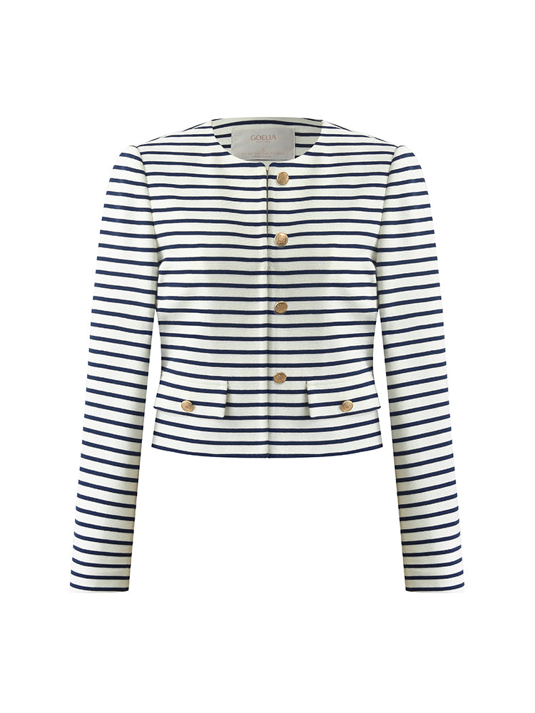 Valmere™ | Cotton Striped Crop Jacket