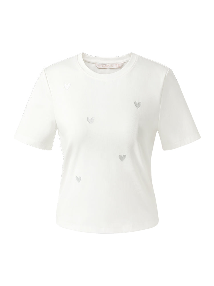 Valmere™ | Fit Silver Heart Print T-Shirt