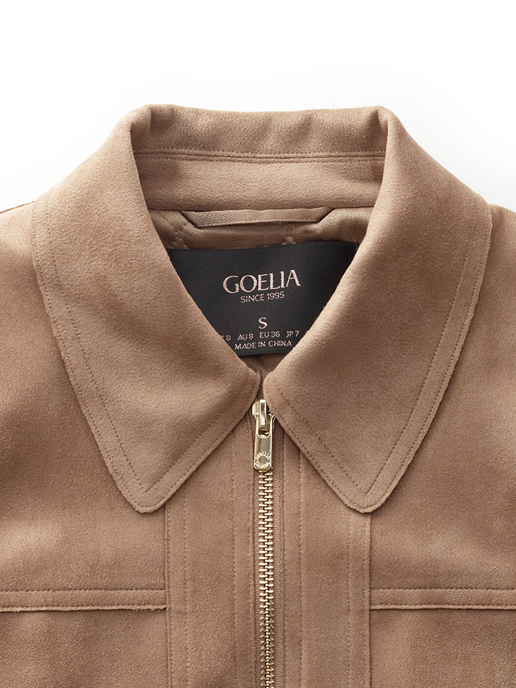 Valmere™ | Suede Zip-Up Crop Jacket