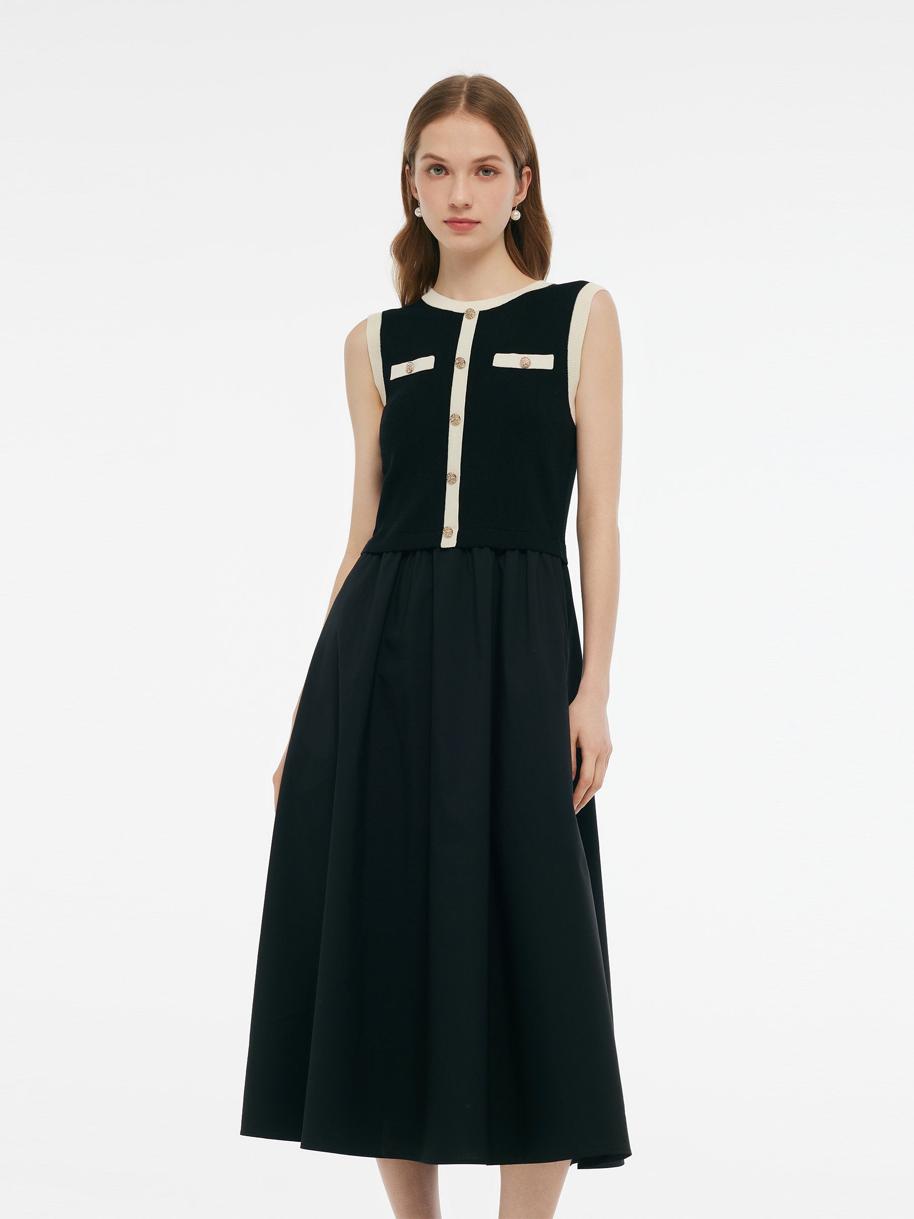 Valmere™ | Black Vest Midi Dress