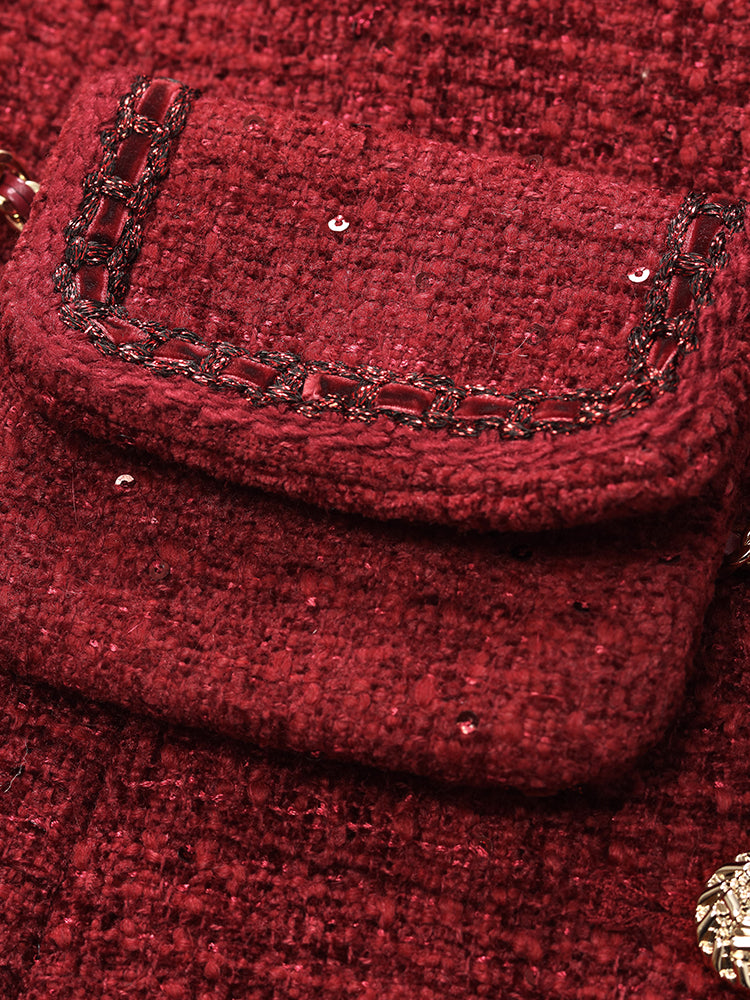 Valmere™ | Tweed Coat With Waist Pack