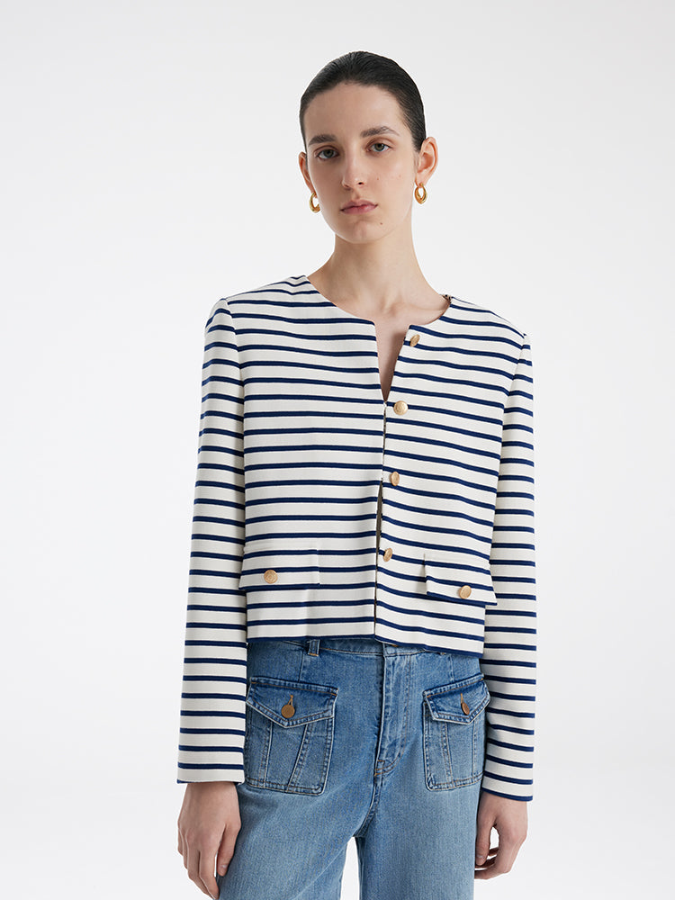 Valmere™ | Cotton Striped Crop Jacket