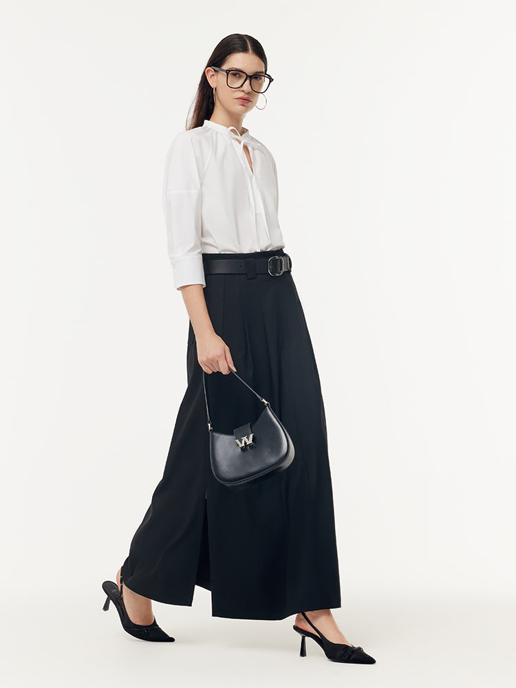 Valmere™ | Black Maxi Skirt With Belt