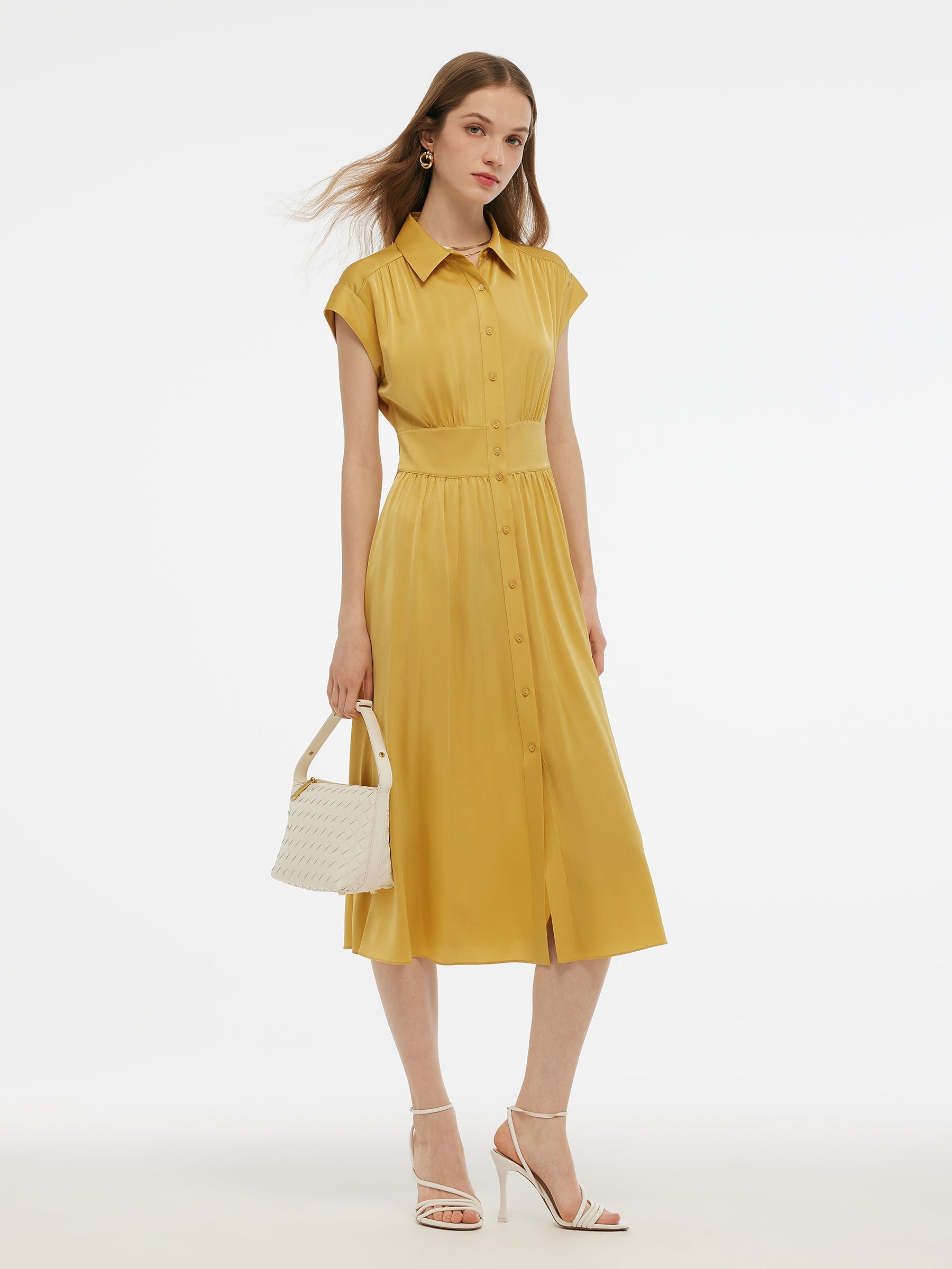 Valmere™ | Silk Midi Shirt Dress