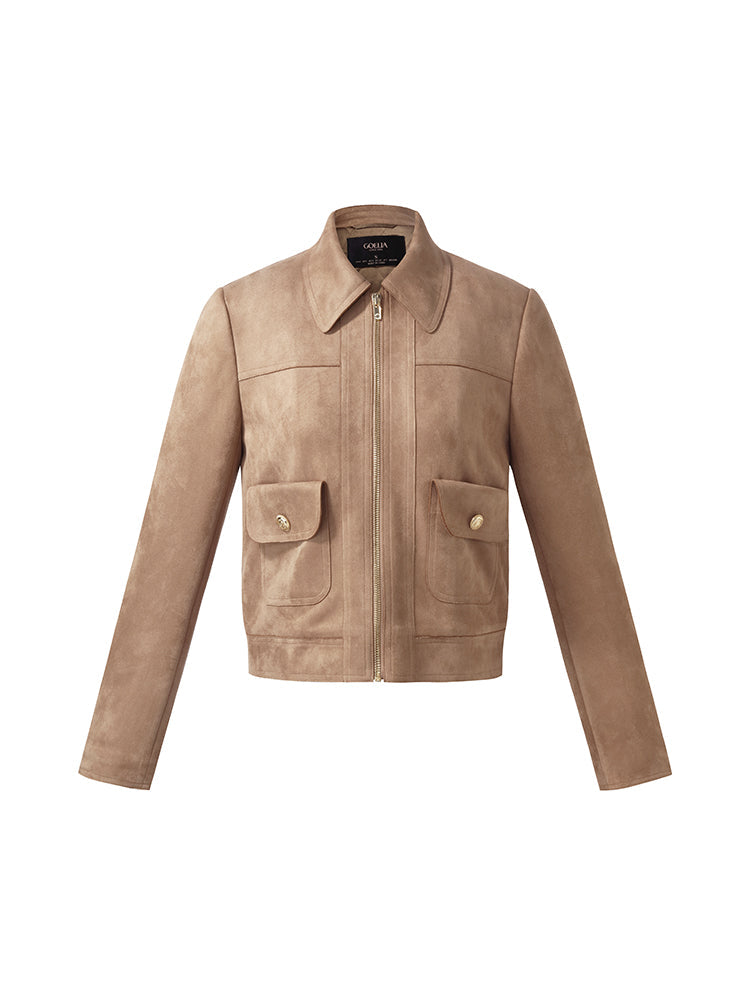 Valmere™ | Suede Zip-Up Crop Jacket