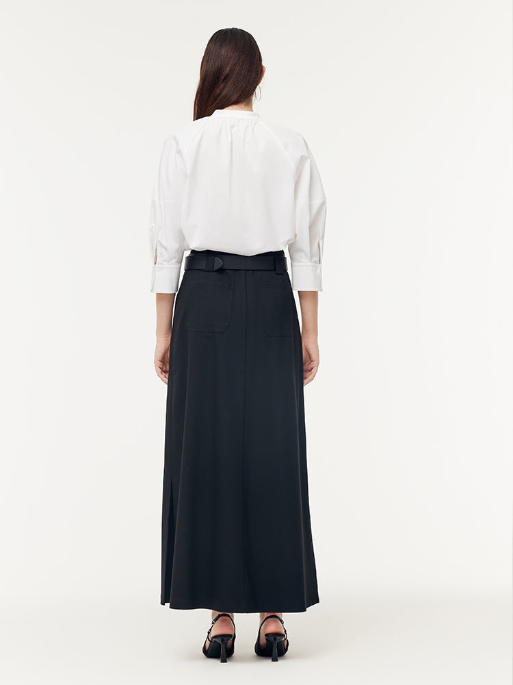 Valmere™ | Black Maxi Skirt With Belt