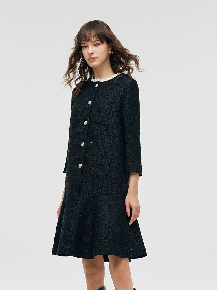 Valmere™ | Ruffle Collared Midi Dress