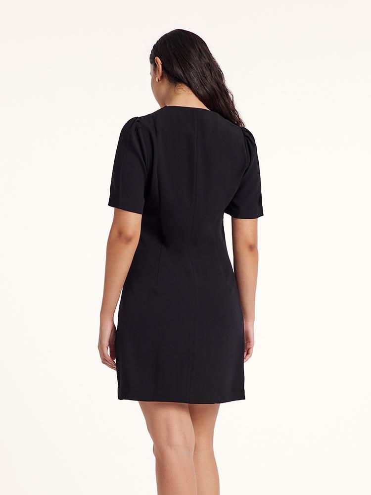 Valmere™ | Black Triacetate Button Front Mini Dress