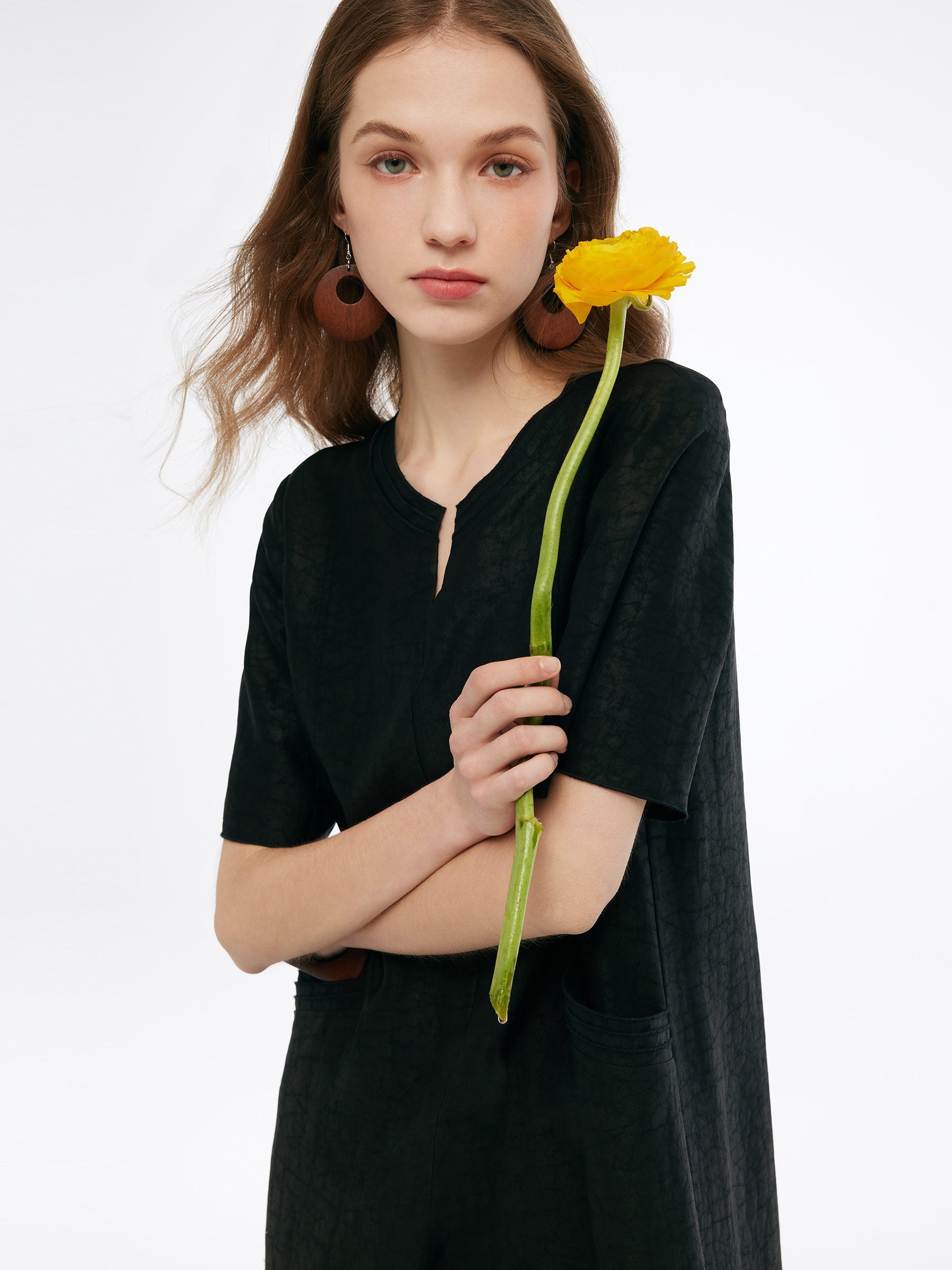 Valmere™ | 18MM Silk Pockets Midi Dress