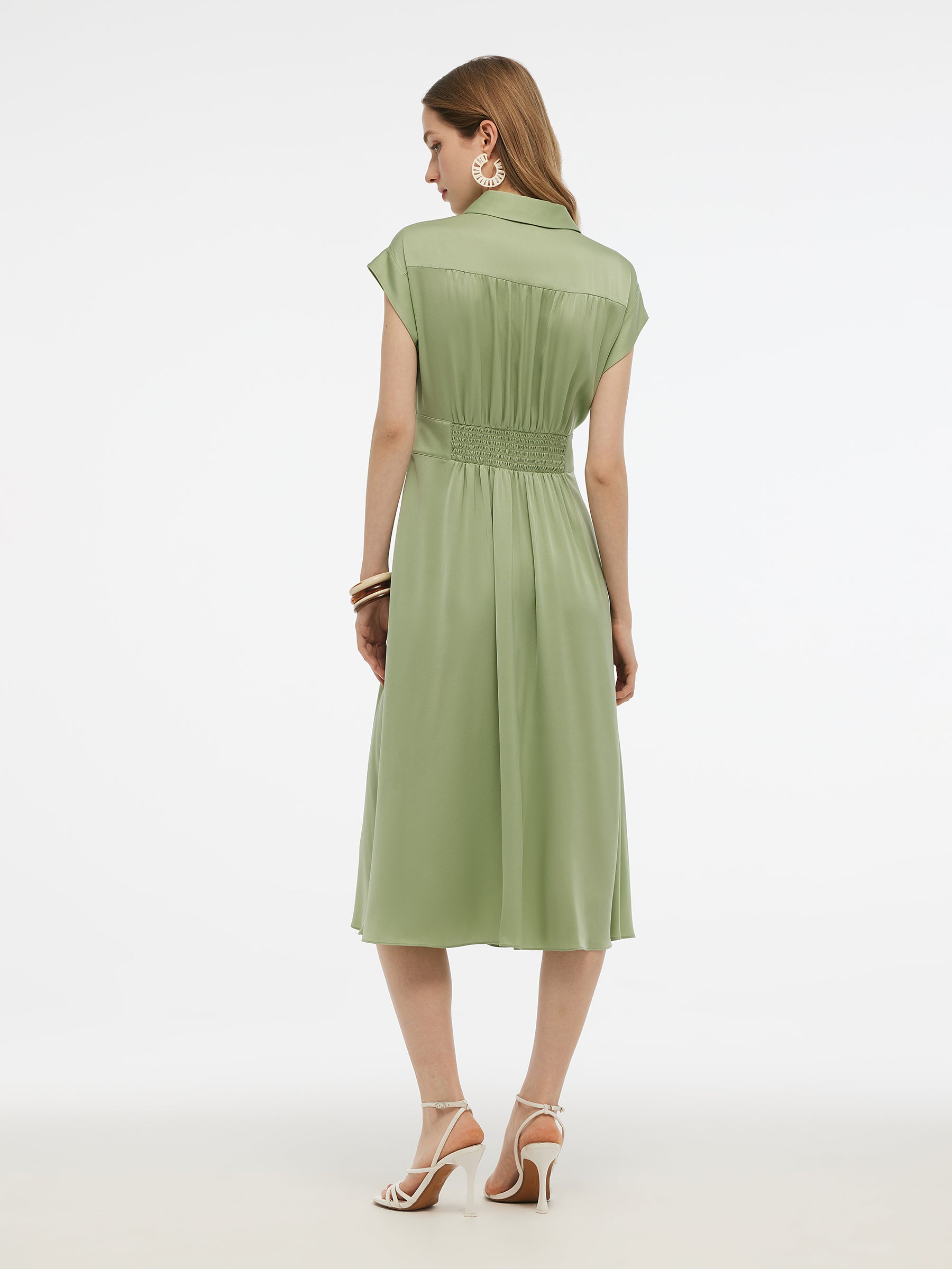 Valmere™ | Silk Midi Shirt Dress