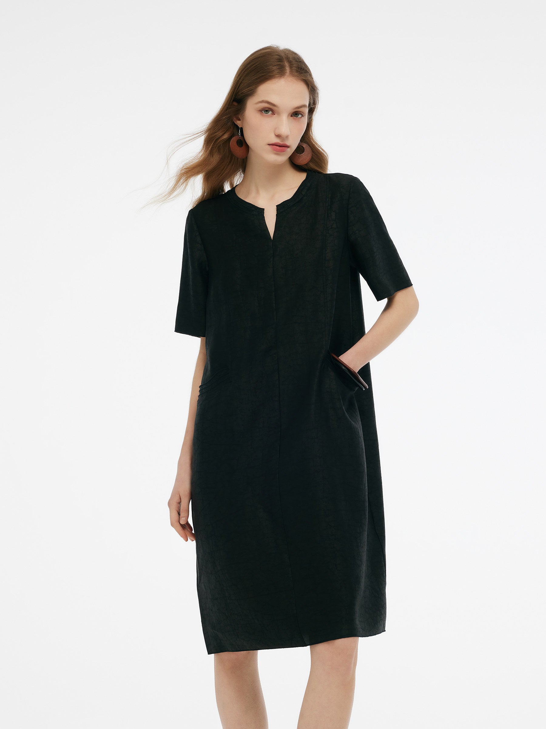 Valmere™ | 18MM Silk Pockets Midi Dress