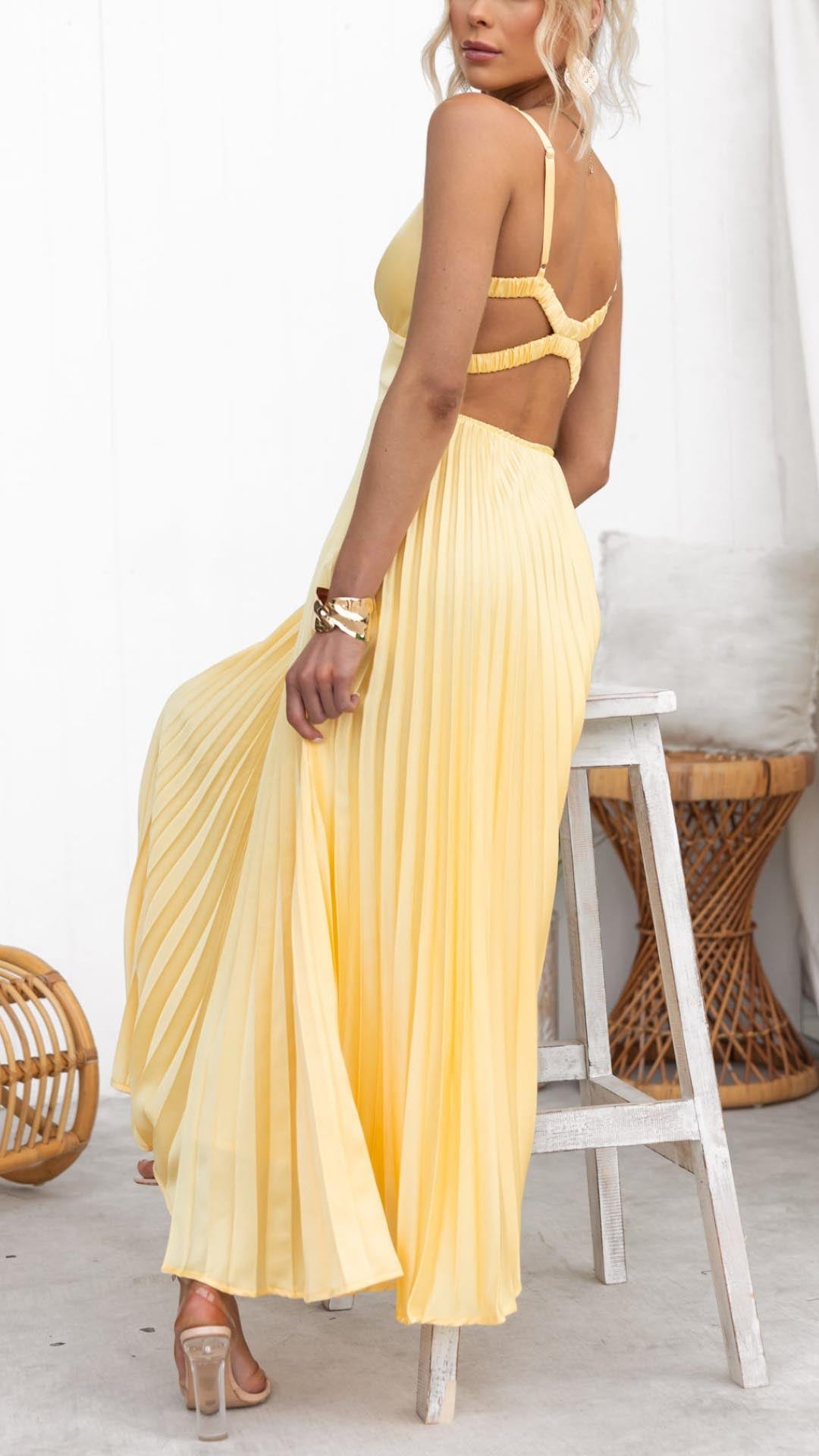 Valmere™ | Jane Pleated V-Neck Maxi Dress
