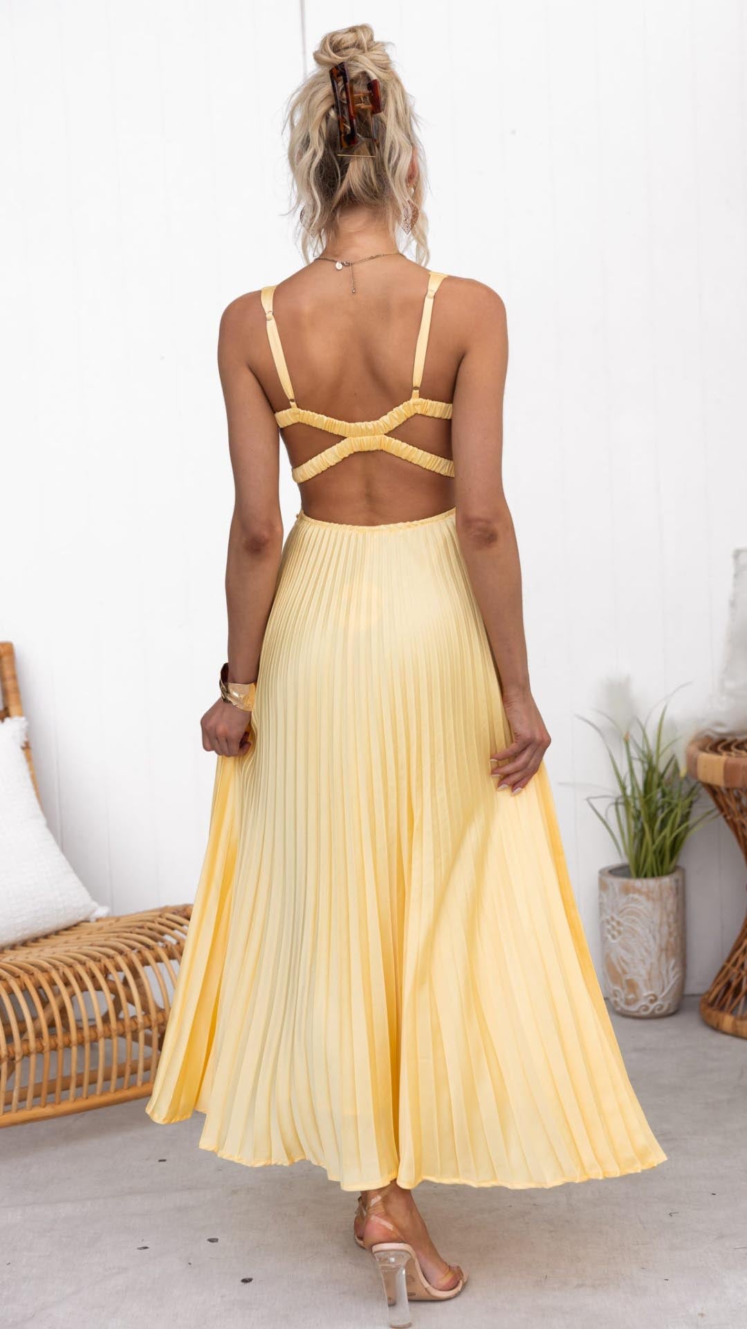 Valmere™ | Jane Pleated V-Neck Maxi Dress