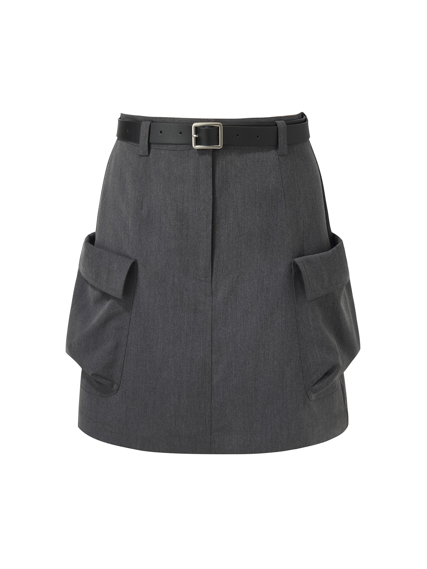 Valmere™ | Stretchy Cargo Skirt With Leather Belt