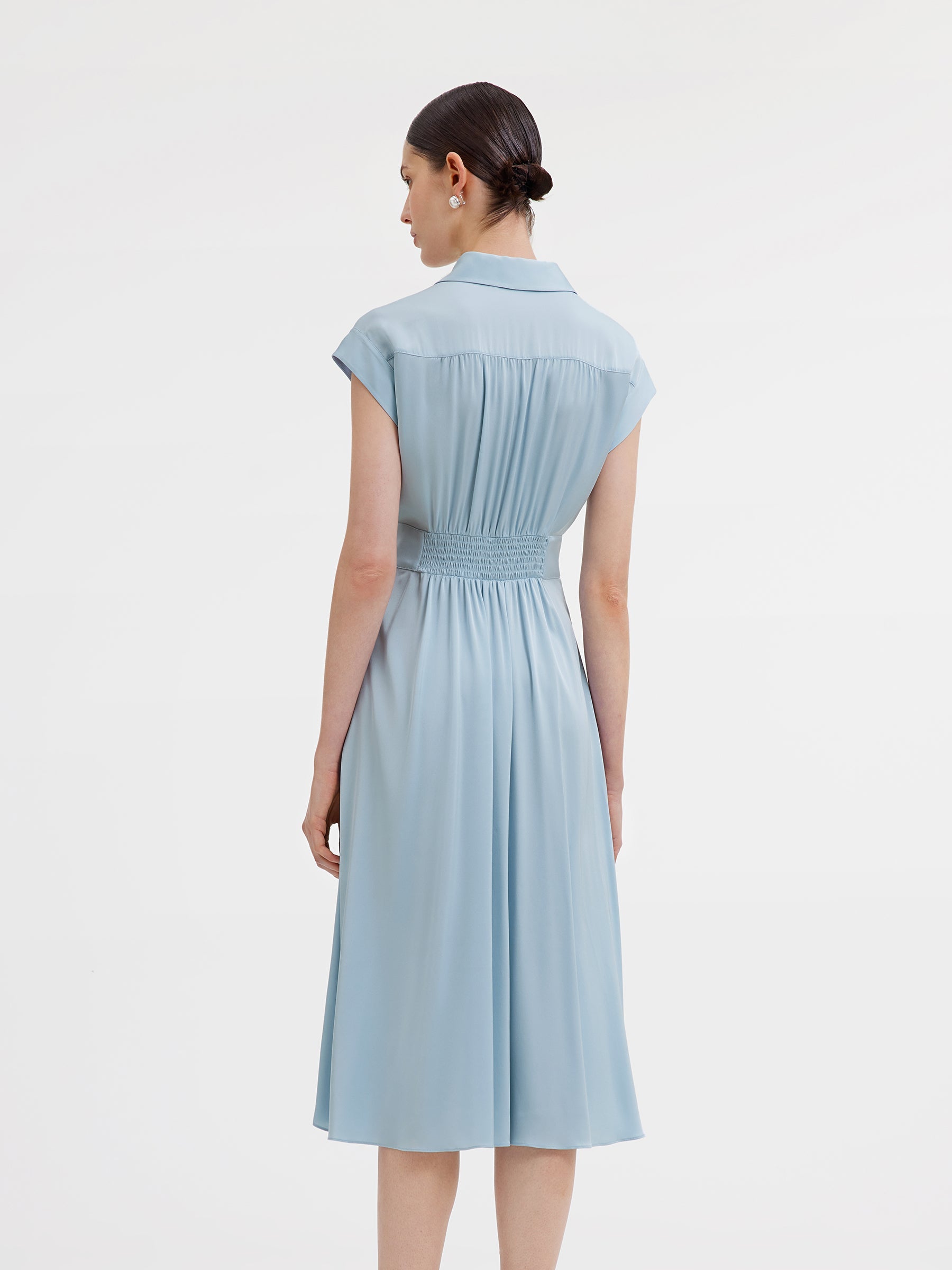 Valmere™ | Silk Midi Shirt Dress