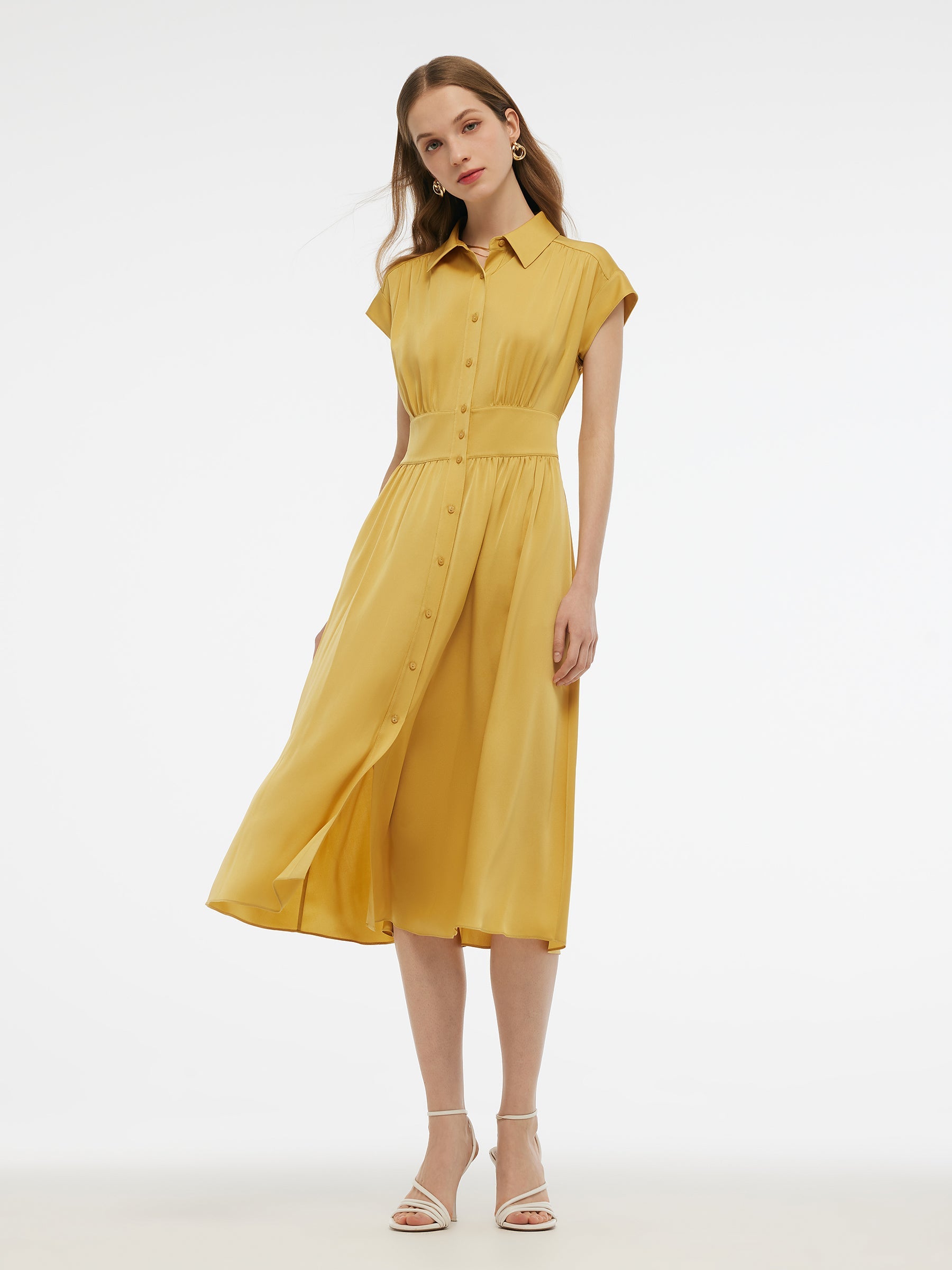 Valmere™ | Silk Midi Shirt Dress