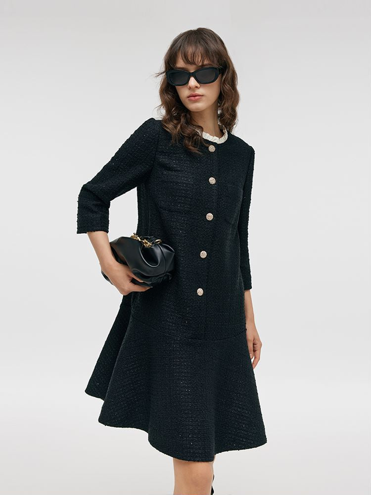 Valmere™ | Ruffle Collared Midi Dress
