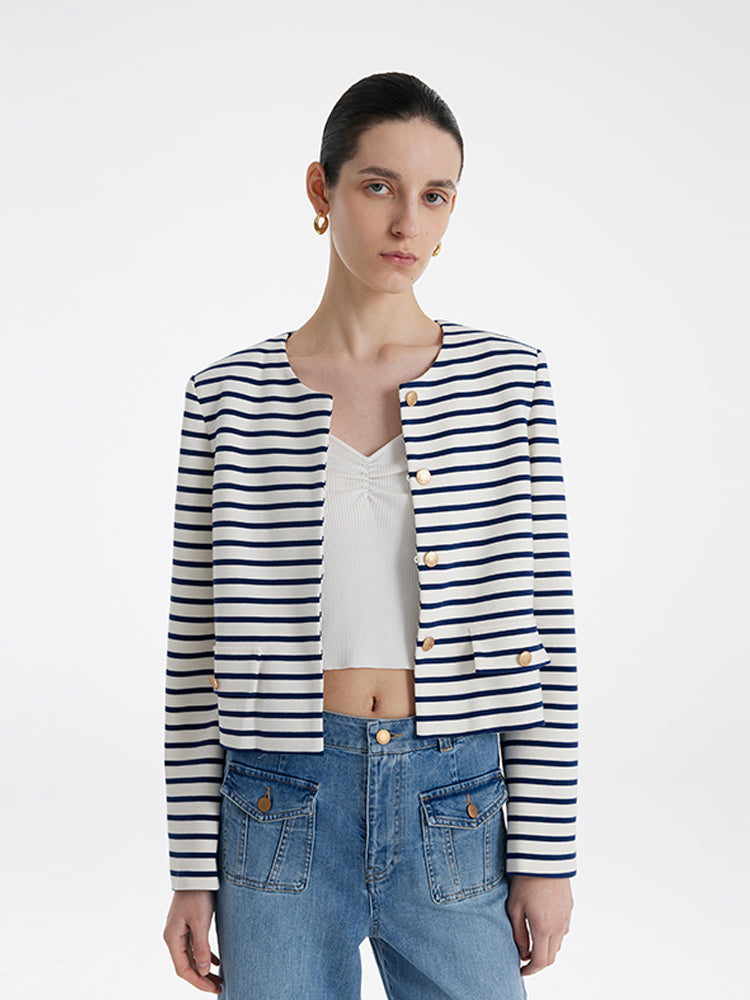 Valmere™ | Cotton Striped Crop Jacket