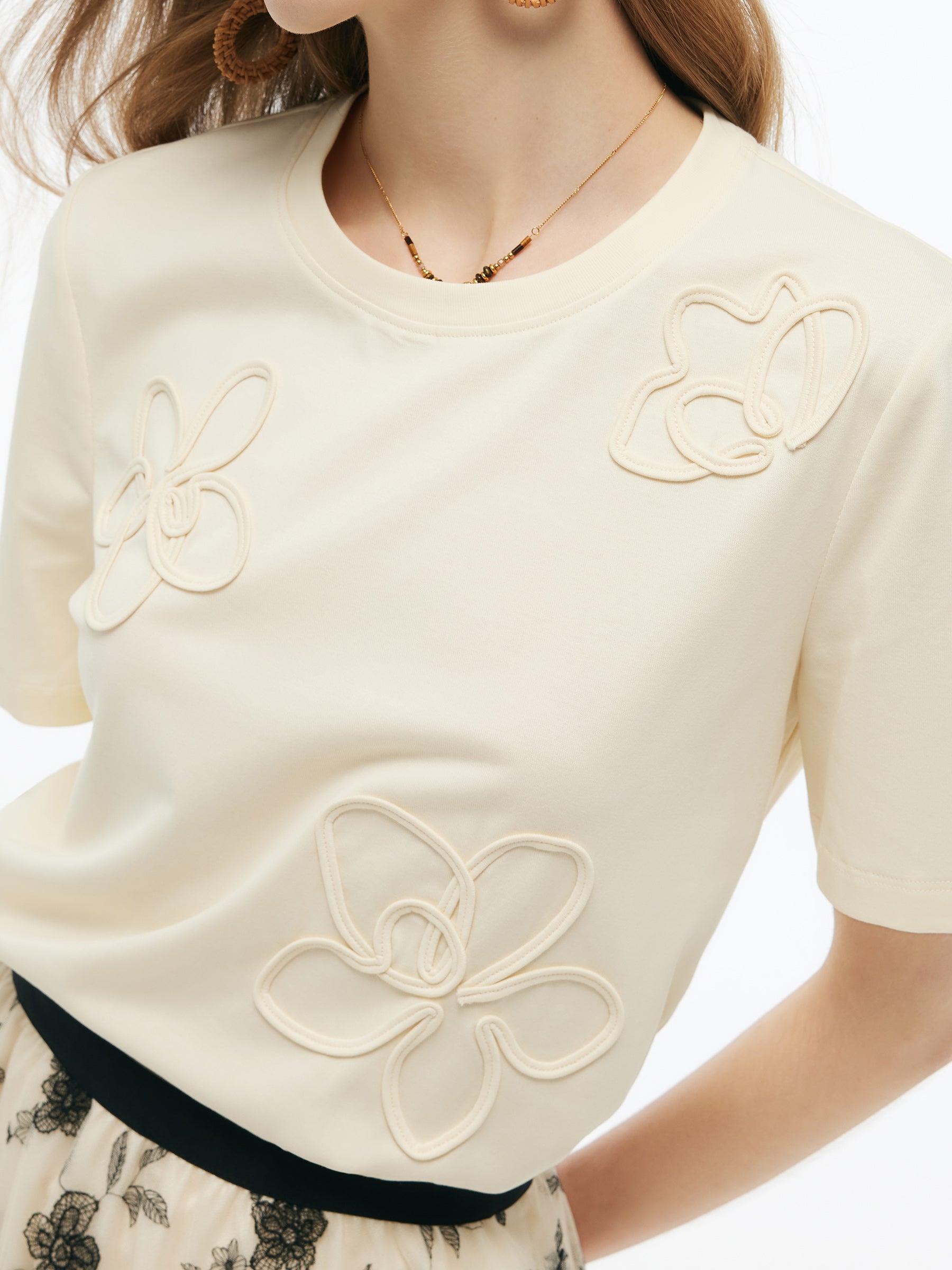 Valmere™ | Floral Embellished Knit T-Shirt