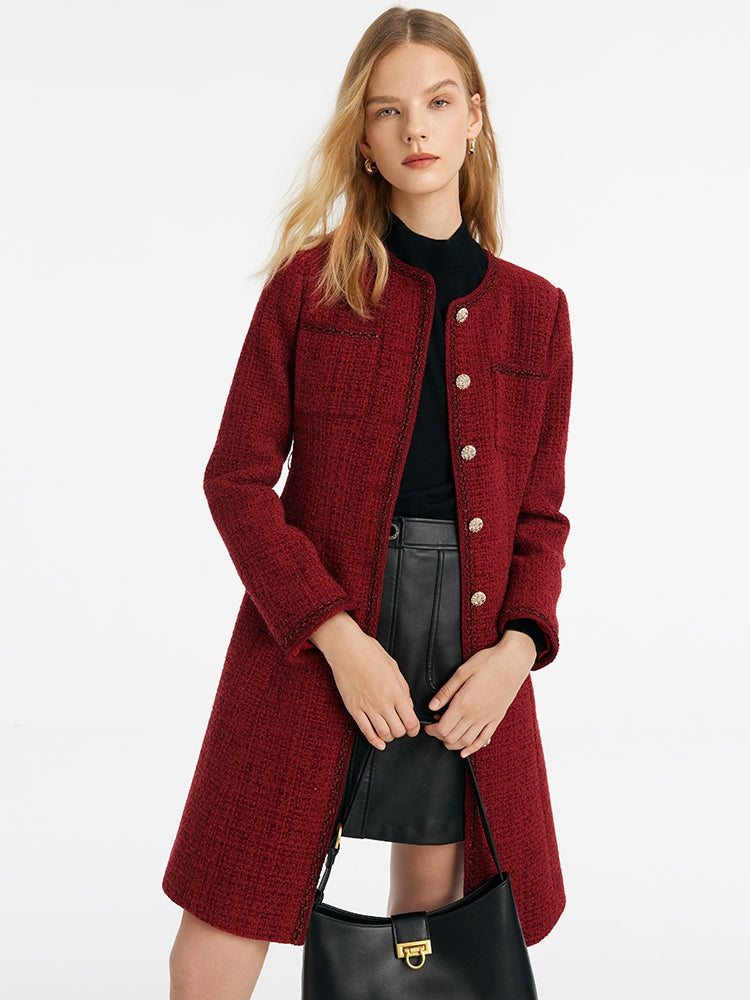 Valmere™ | Tweed Coat With Waist Pack