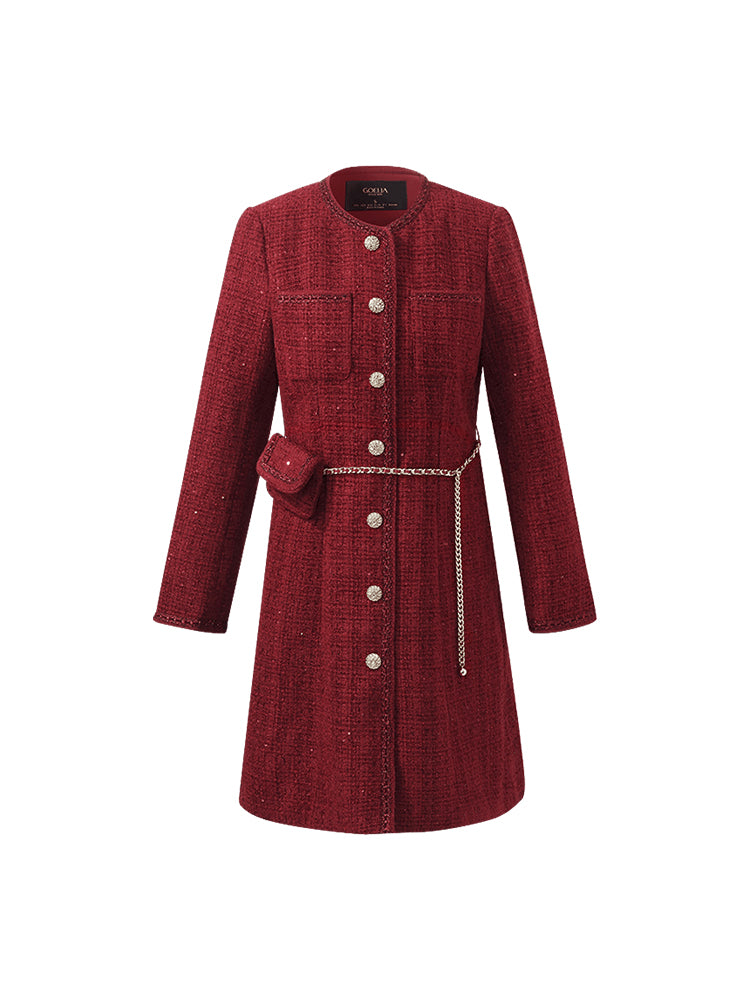 Valmere™ | Tweed Coat With Waist Pack