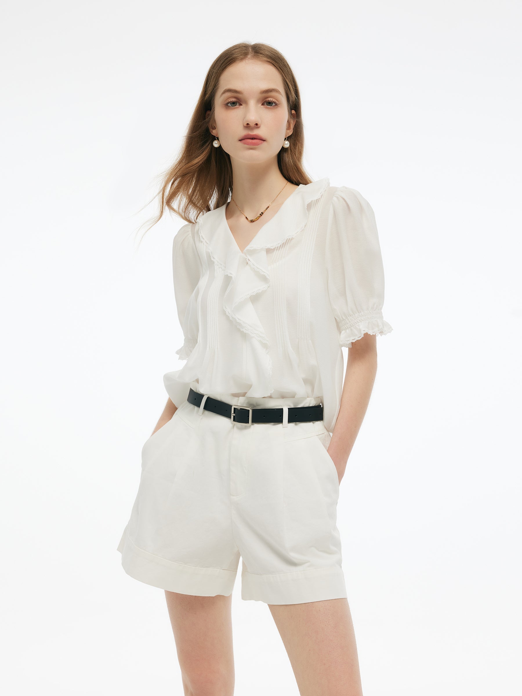 Valmere™ | Ruffle V-Neck Blouse