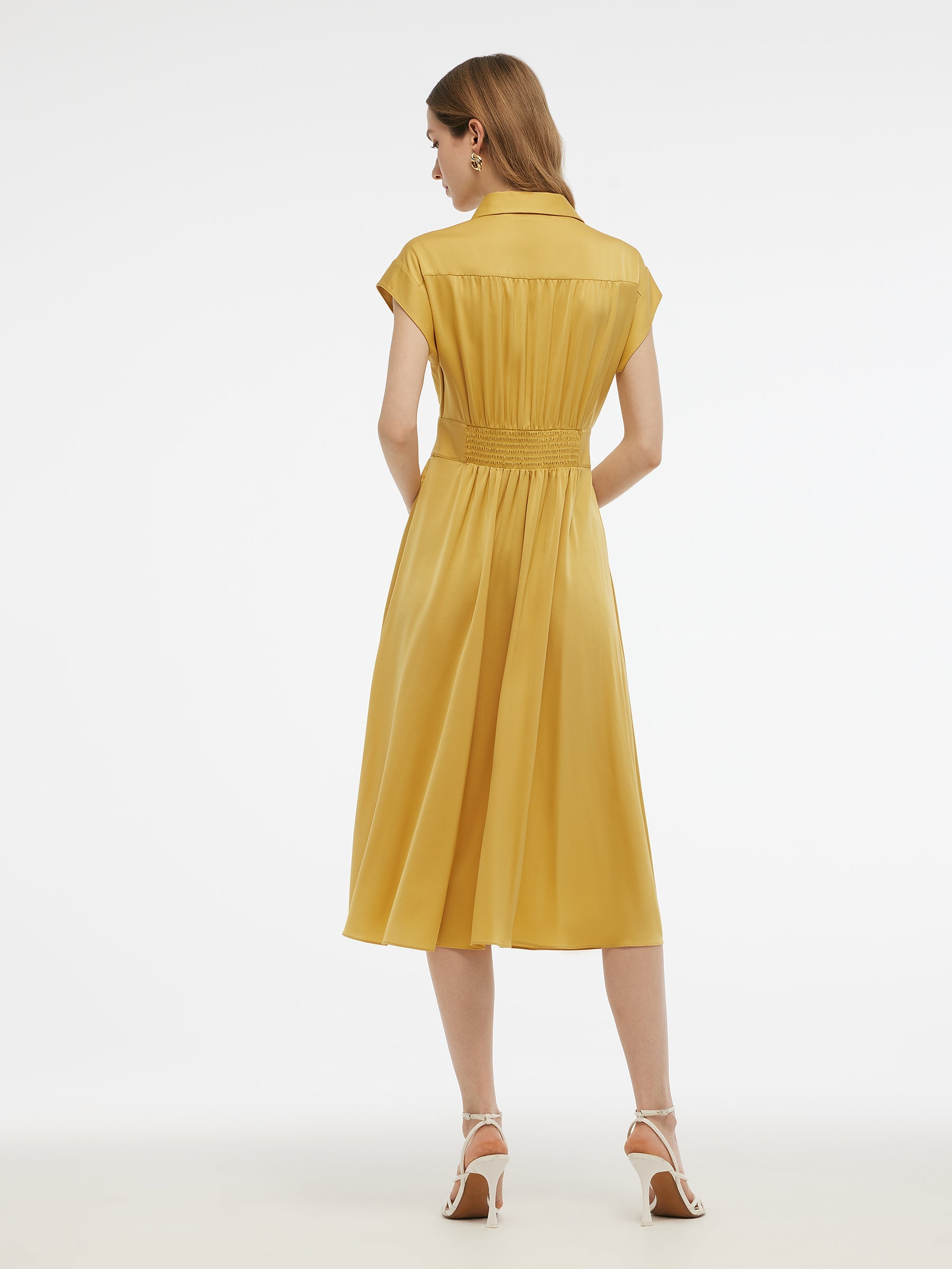 Valmere™ | Silk Midi Shirt Dress
