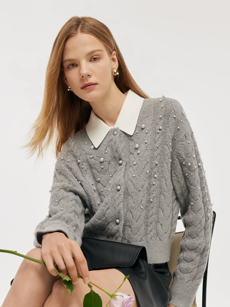 Valmere™ | Mohair Blend Pearl Cardigan
