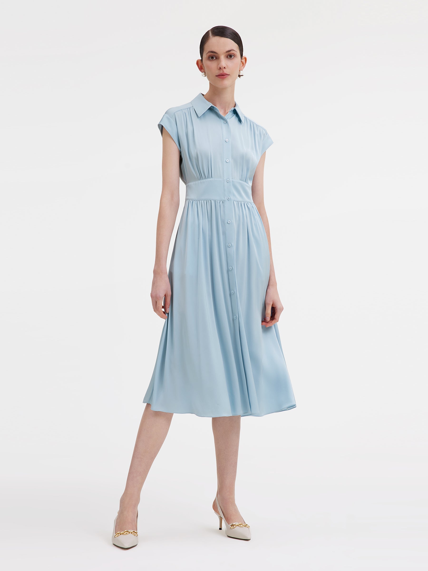 Valmere™ | Silk Midi Shirt Dress