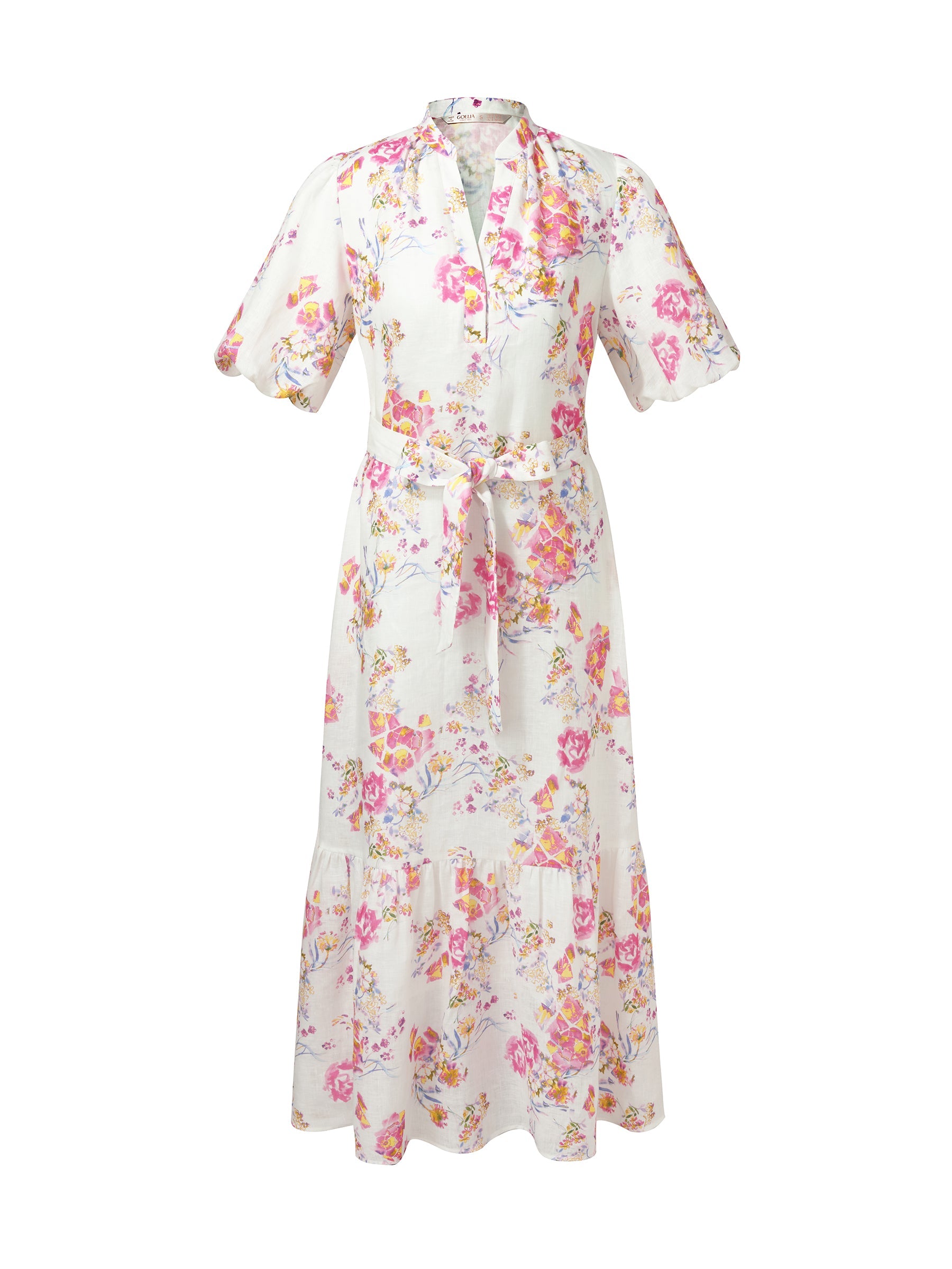 Valmere™ | 100% Linen Rose Print Maxi Dress