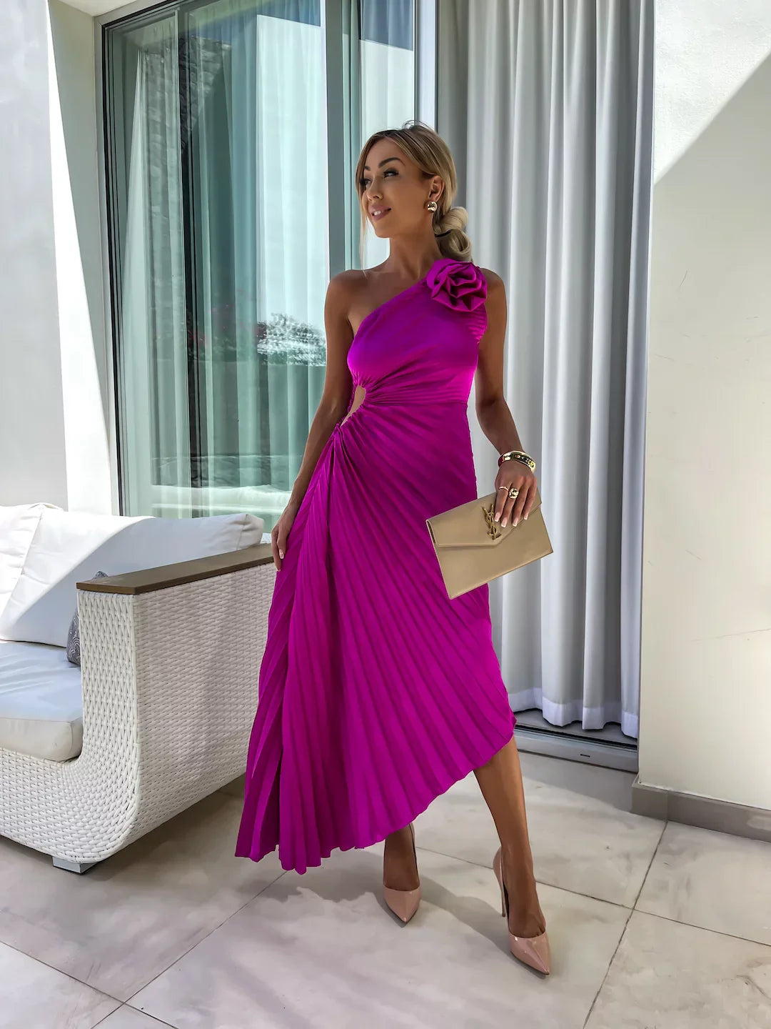 Valmere™ | Dariella Romantic Flower One Shoulder Dress