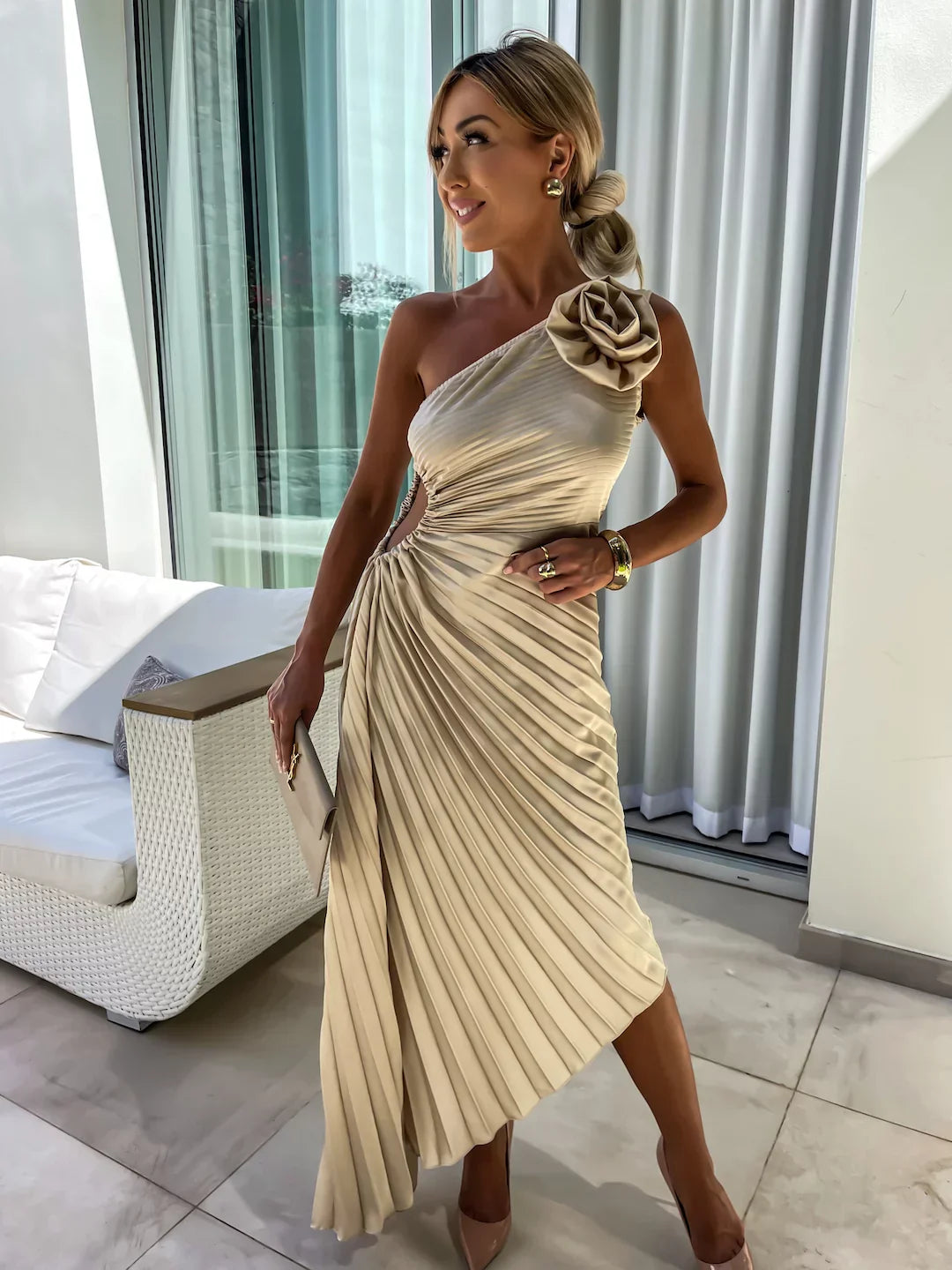 Valmere™ | Dariella Romantic Flower One Shoulder Dress