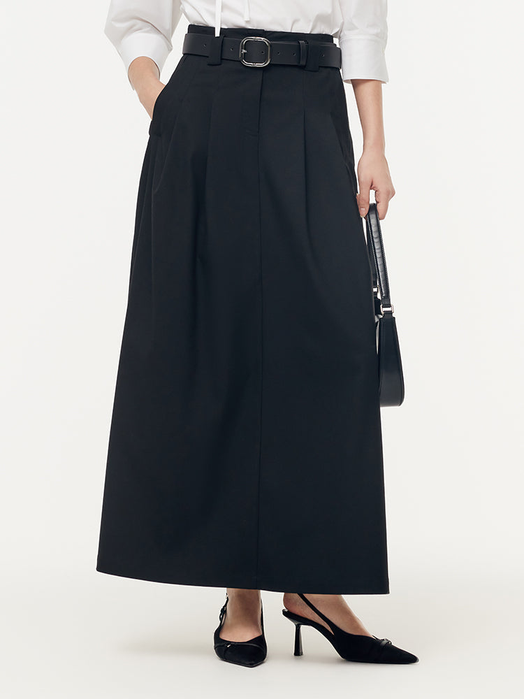 Valmere™ | Black Maxi Skirt With Belt