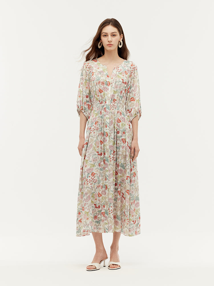 Valmere™ | Silk Floral Print Maxi Dress