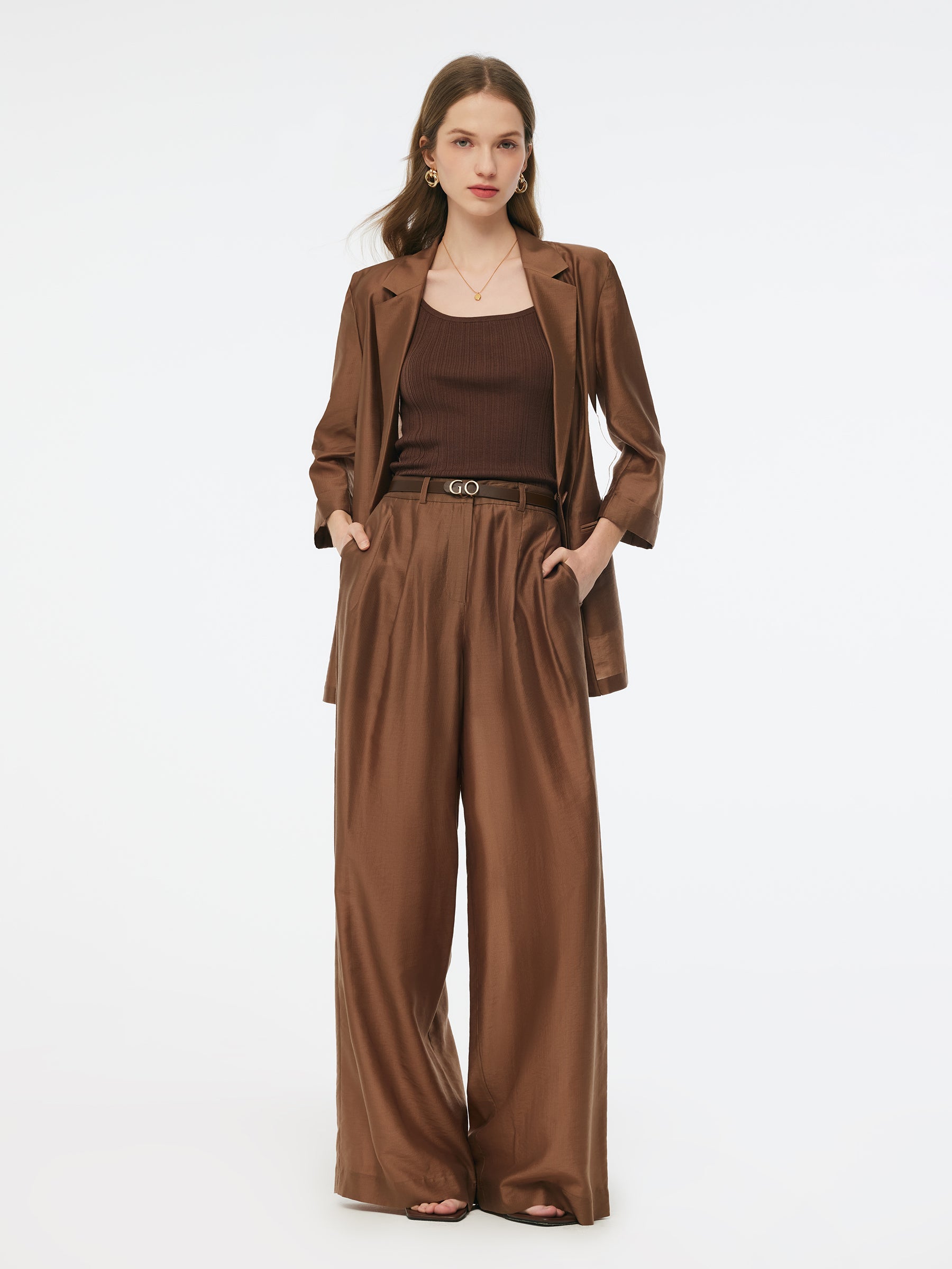 Valmere™ | Wide Leg Pants With Leather Belt