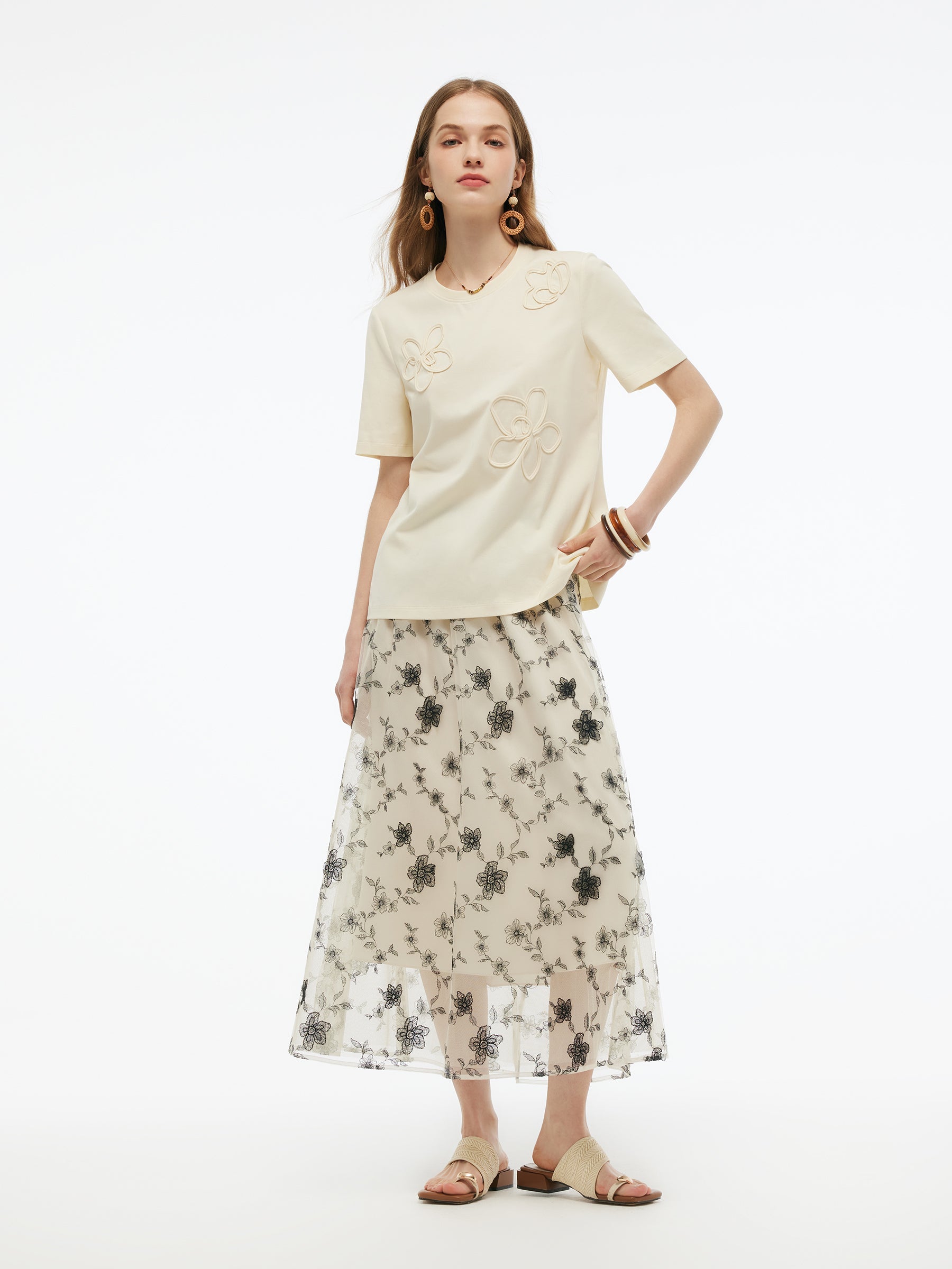Valmere™ | Floral Embellished Knit T-Shirt