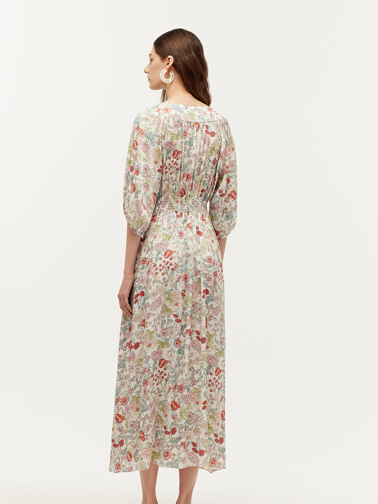 Valmere™ | Silk Floral Print Maxi Dress