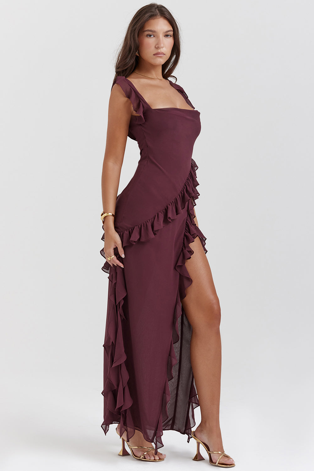 Valmere™ | Delilah Elegant Ruffle Slit Dress