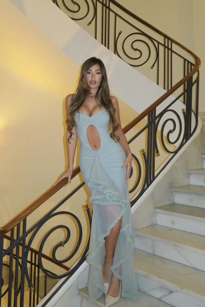 Valmere™ | Amber Cut-Out Ruffle Maxi Dress