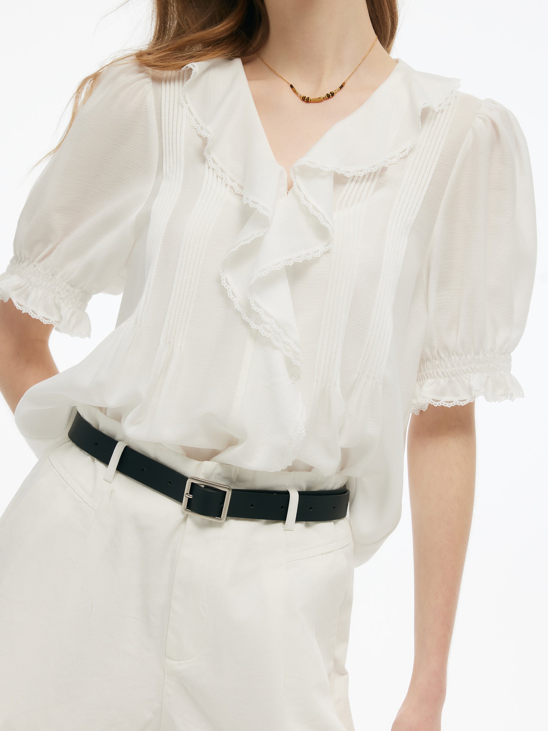 Valmere™ | Ruffle V-Neck Blouse