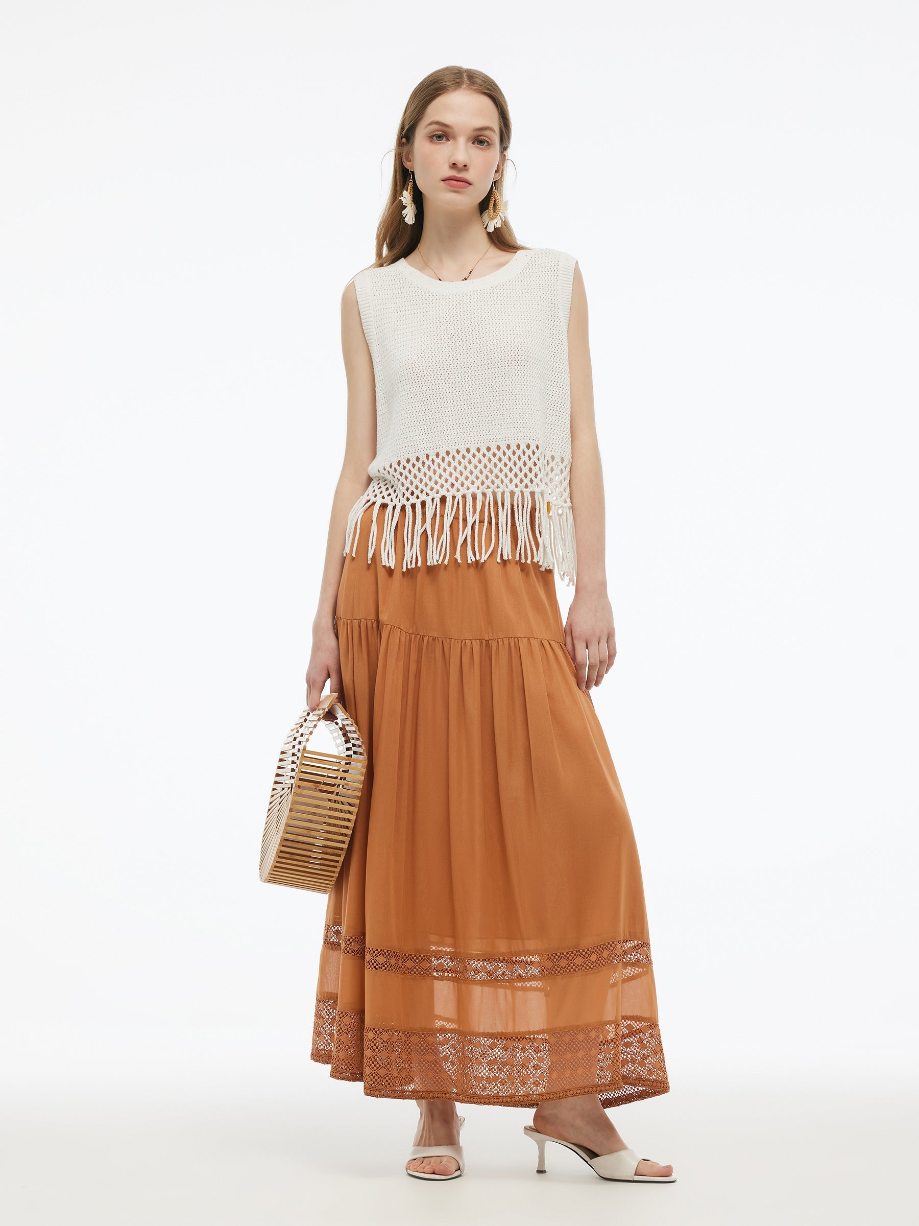 Valmere™ | 100% Cotton Patchwork Lace Embroidered Skirt