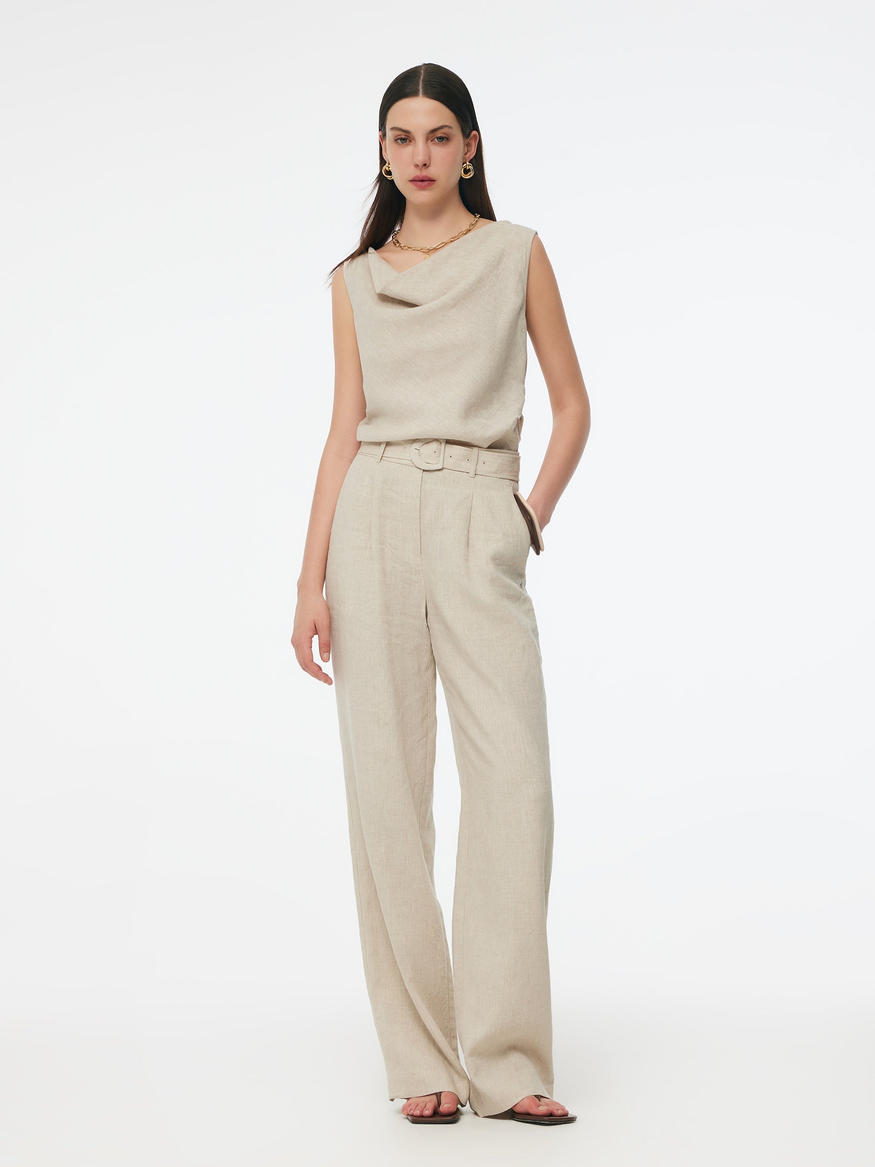Valmere™ | 100% Linen Straight Leg Pants With Belt