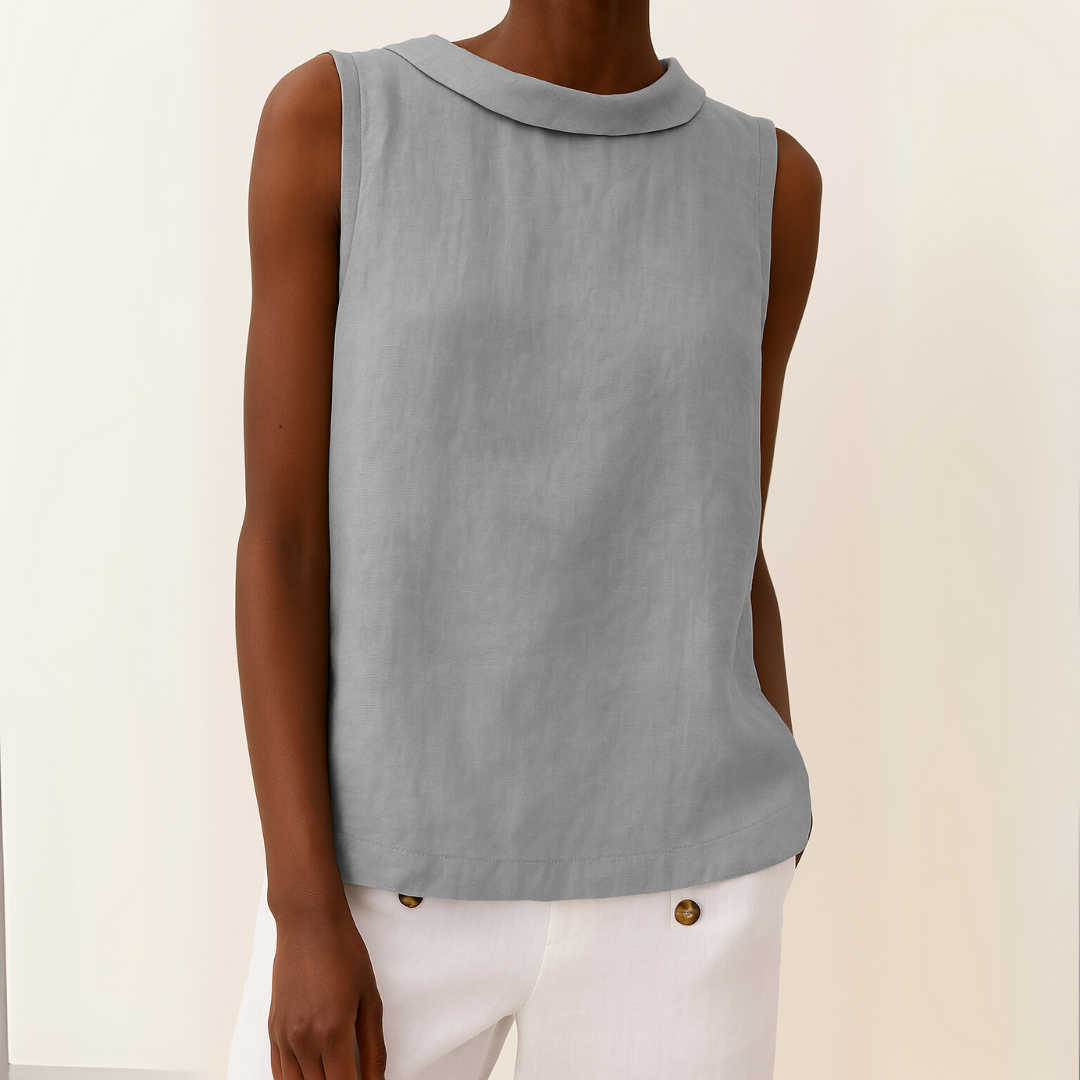 Valmere™ | Maria Sleeveless Roll Collar Top