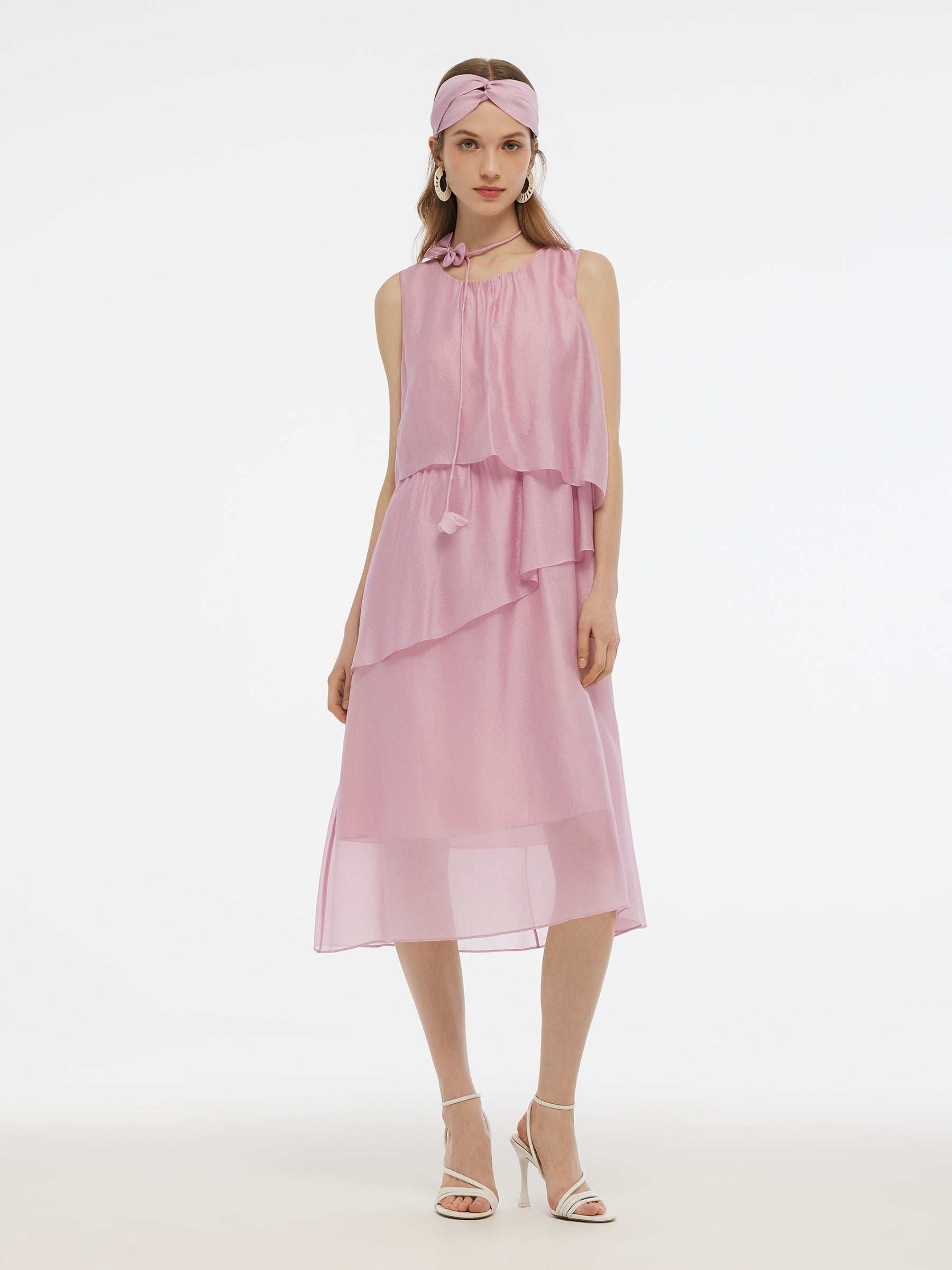 Valmere™ | Midi Dress With Hairband & Bowknot Choker