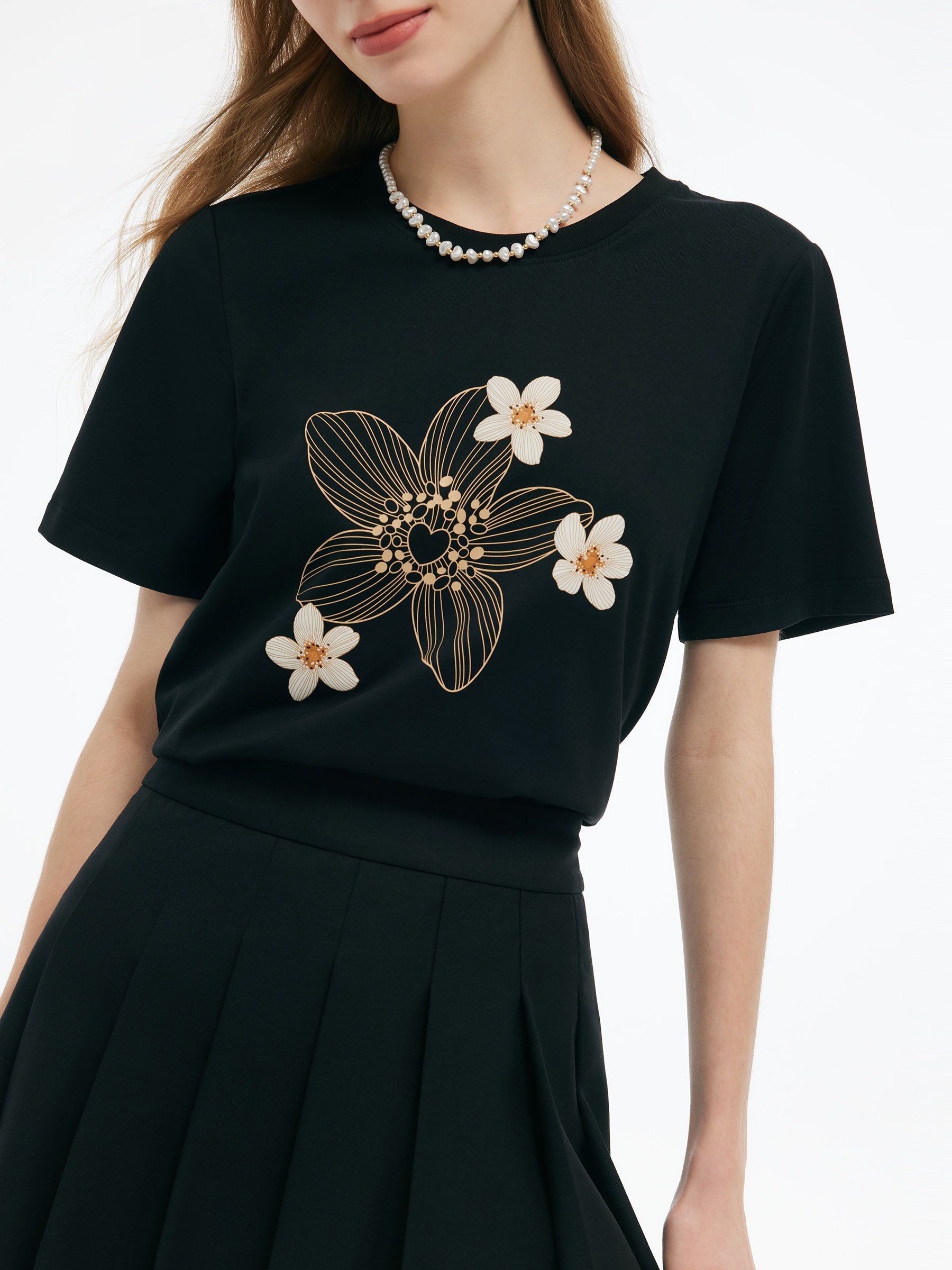 Valmere™ | Flower Print Knit T-Shirt