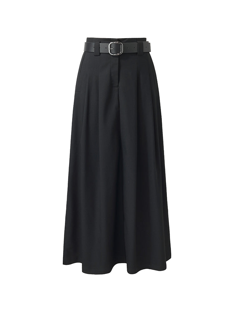 Valmere™ | Black Maxi Skirt With Belt